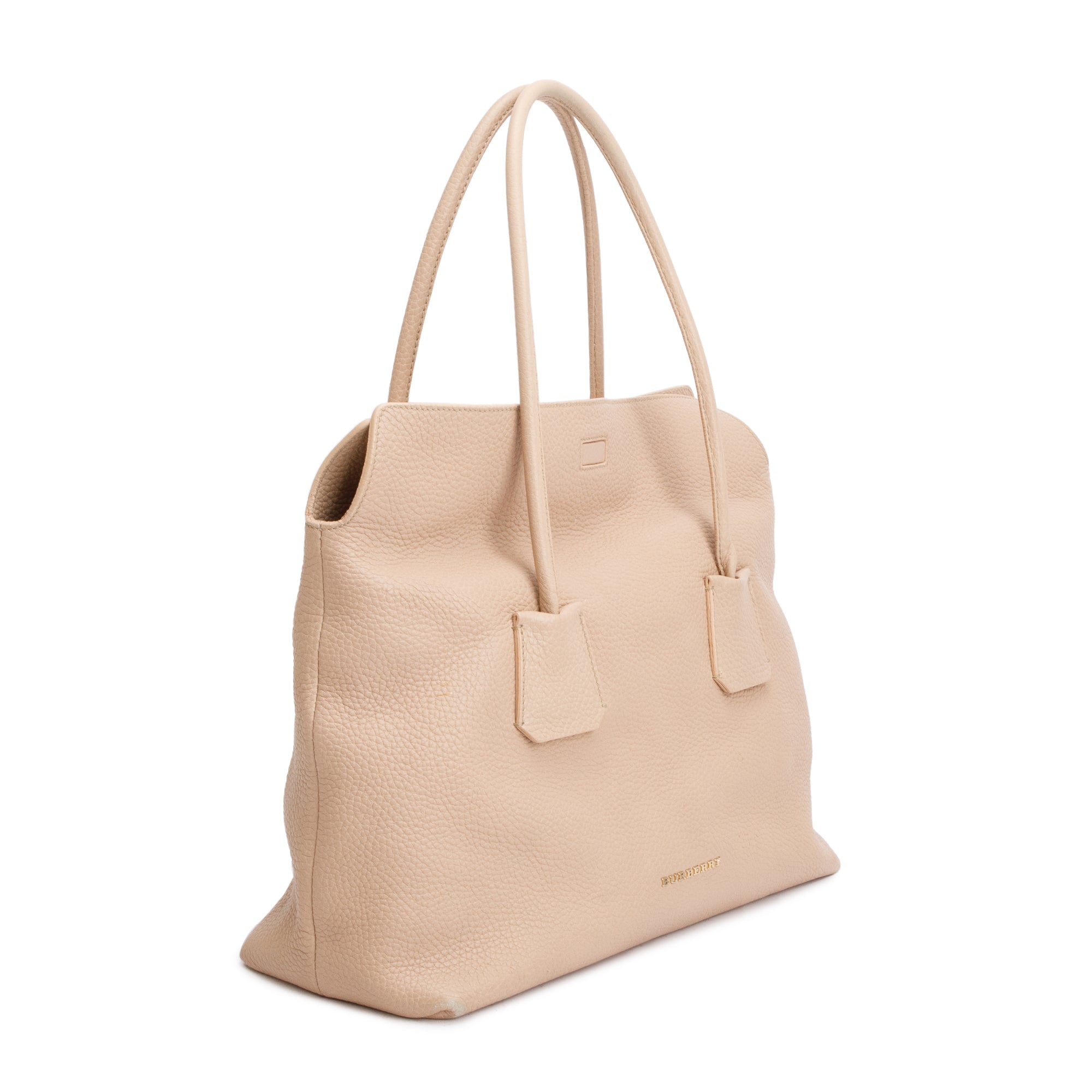 Burberry Beige Grained Calfskin Leather Baynard Tote Bag