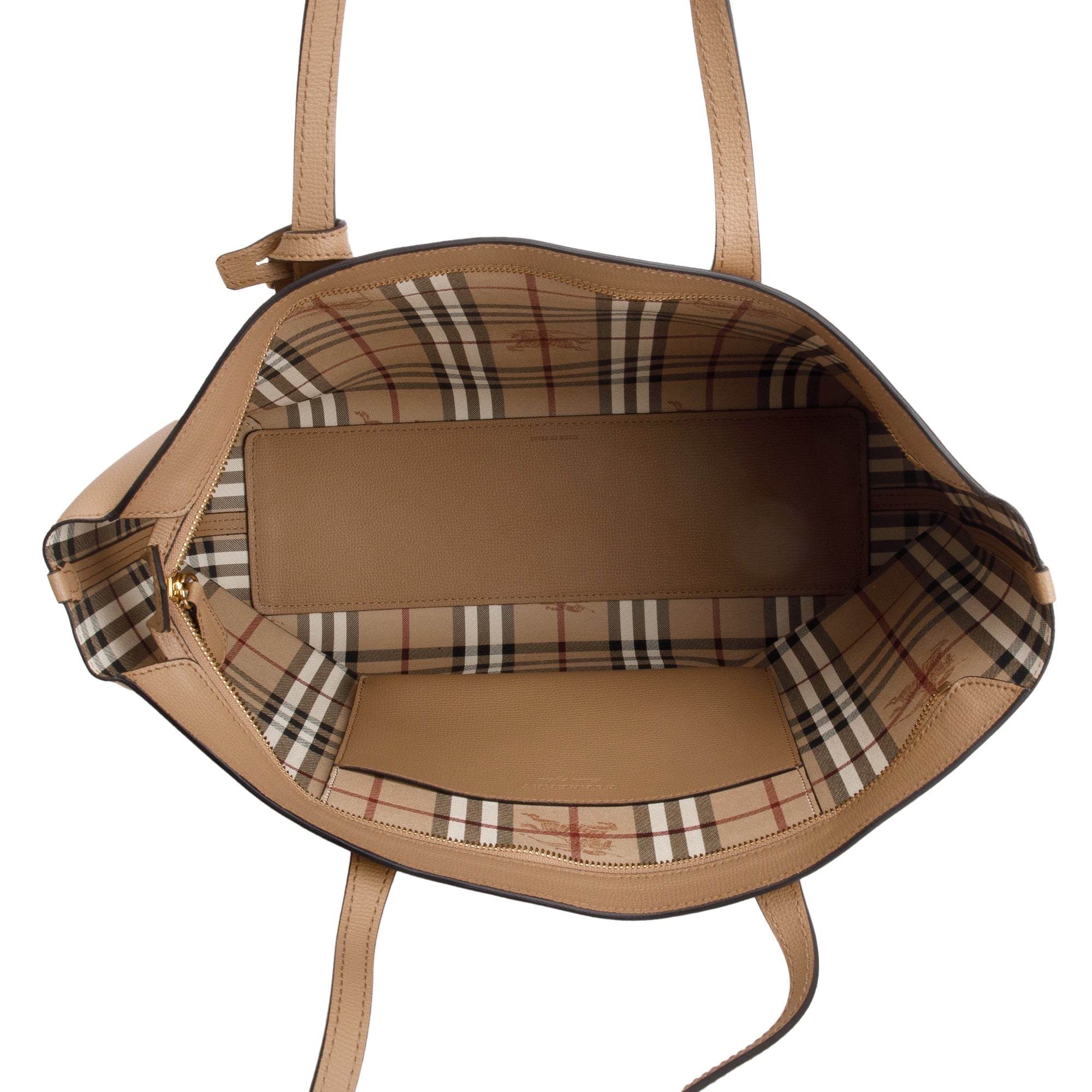 Burberry Beige Grained Leather Zip Tote Bag