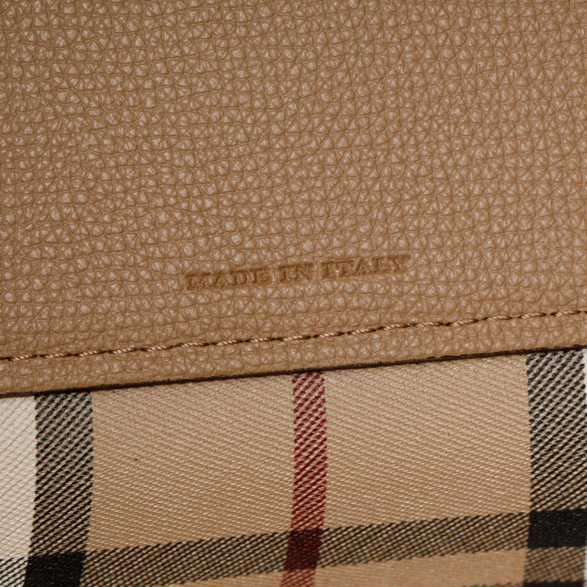 Burberry Beige Grained Leather Zip Tote Bag