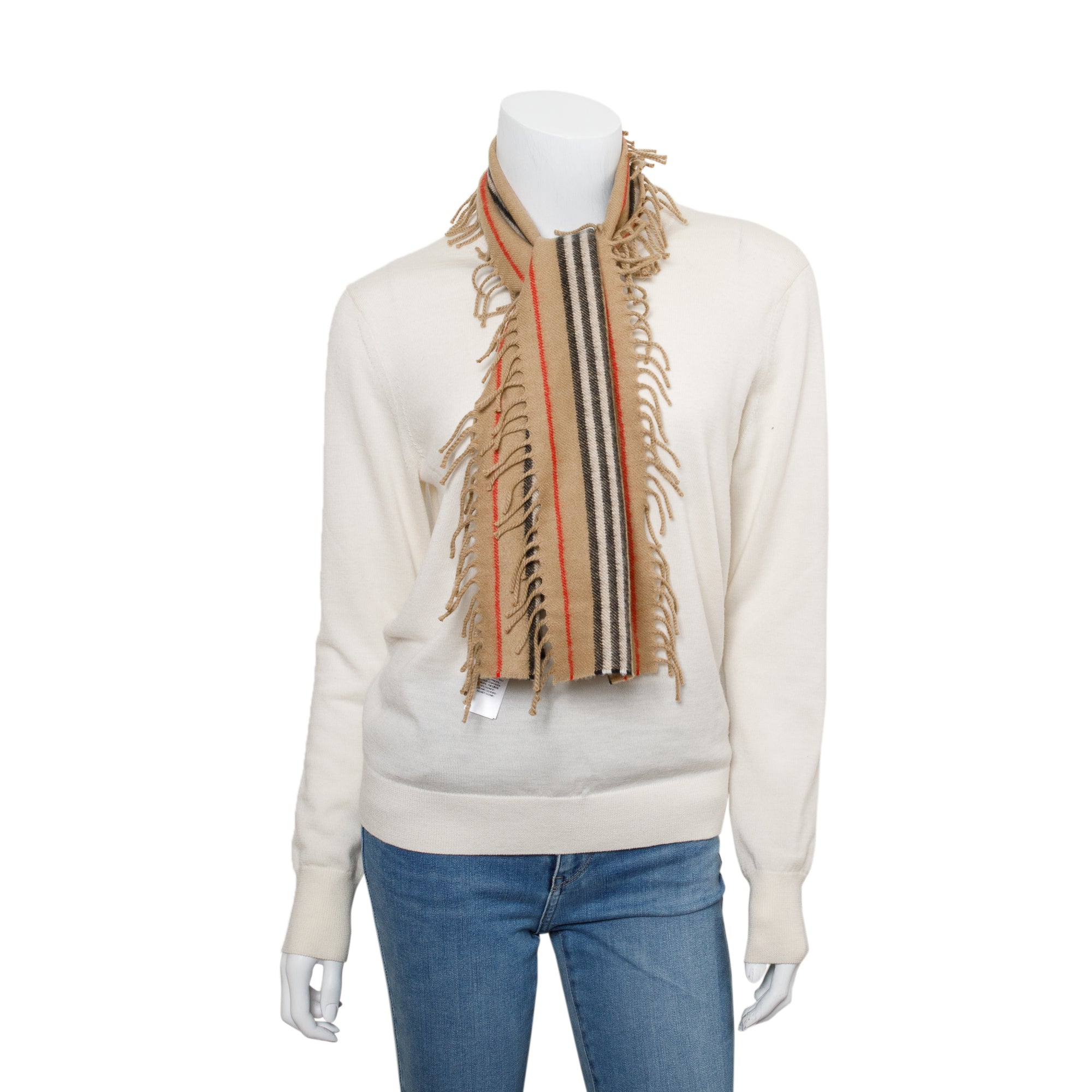 Burberry Beige House Check Cashmere Happy Scarf