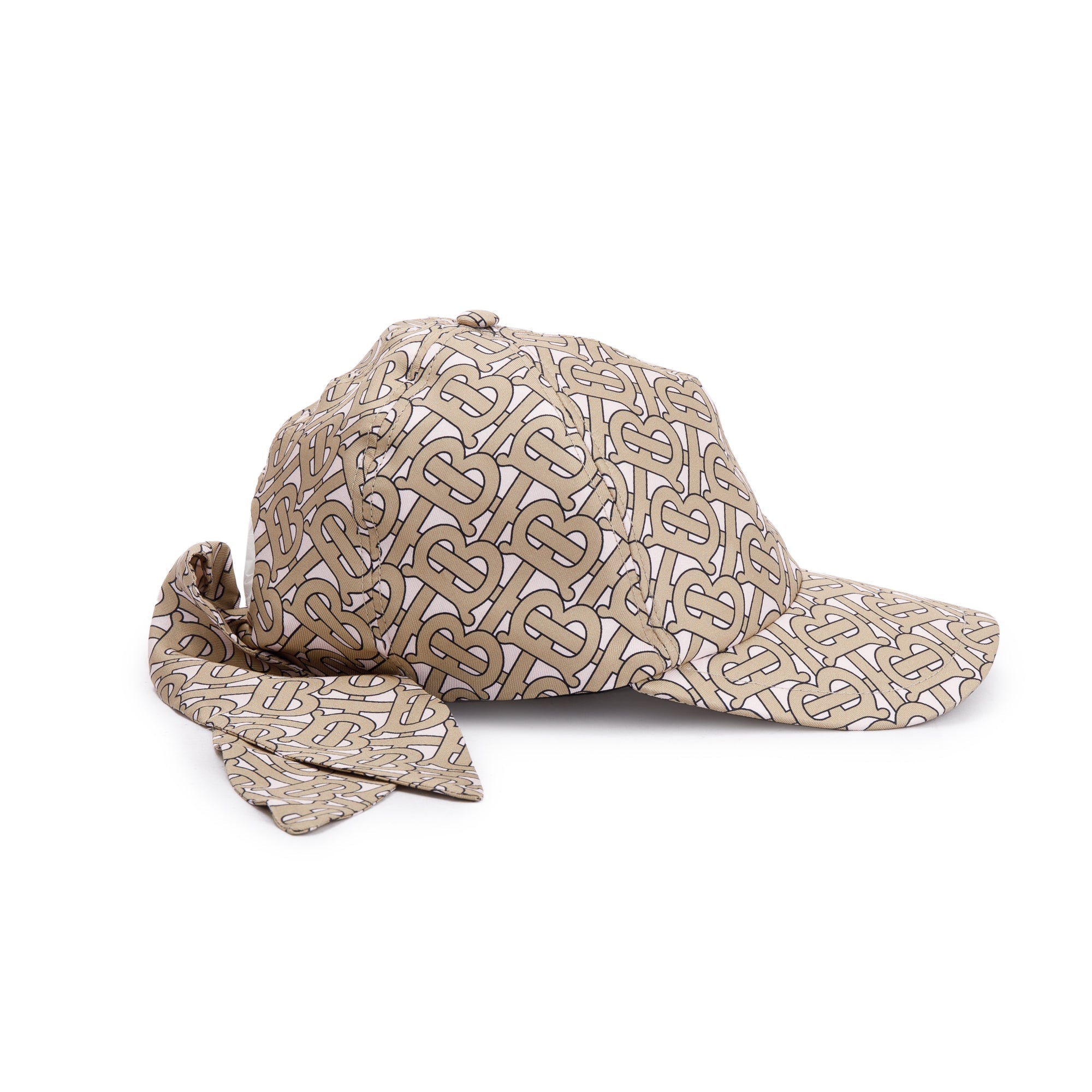 Burberry Beige Monogram Silk Foulard Baseball Cap, Size S/M w