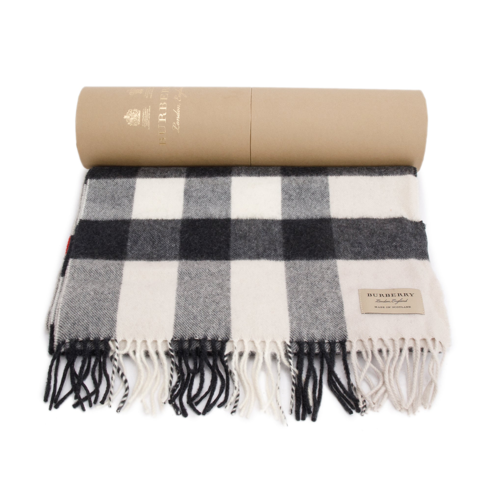 Burberry Beige Multicolor Horseferry House Check Cashmere Scarf w/ Box