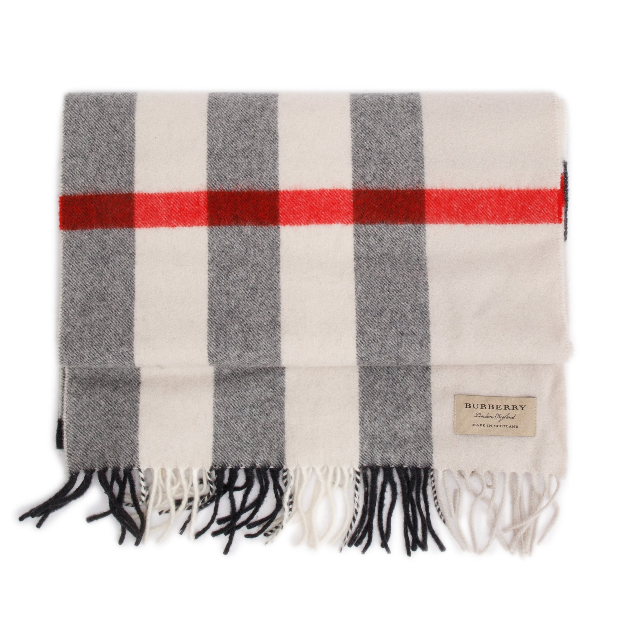 Burberry Beige Multicolor Horseferry House Check Cashmere Scarf w/ Box