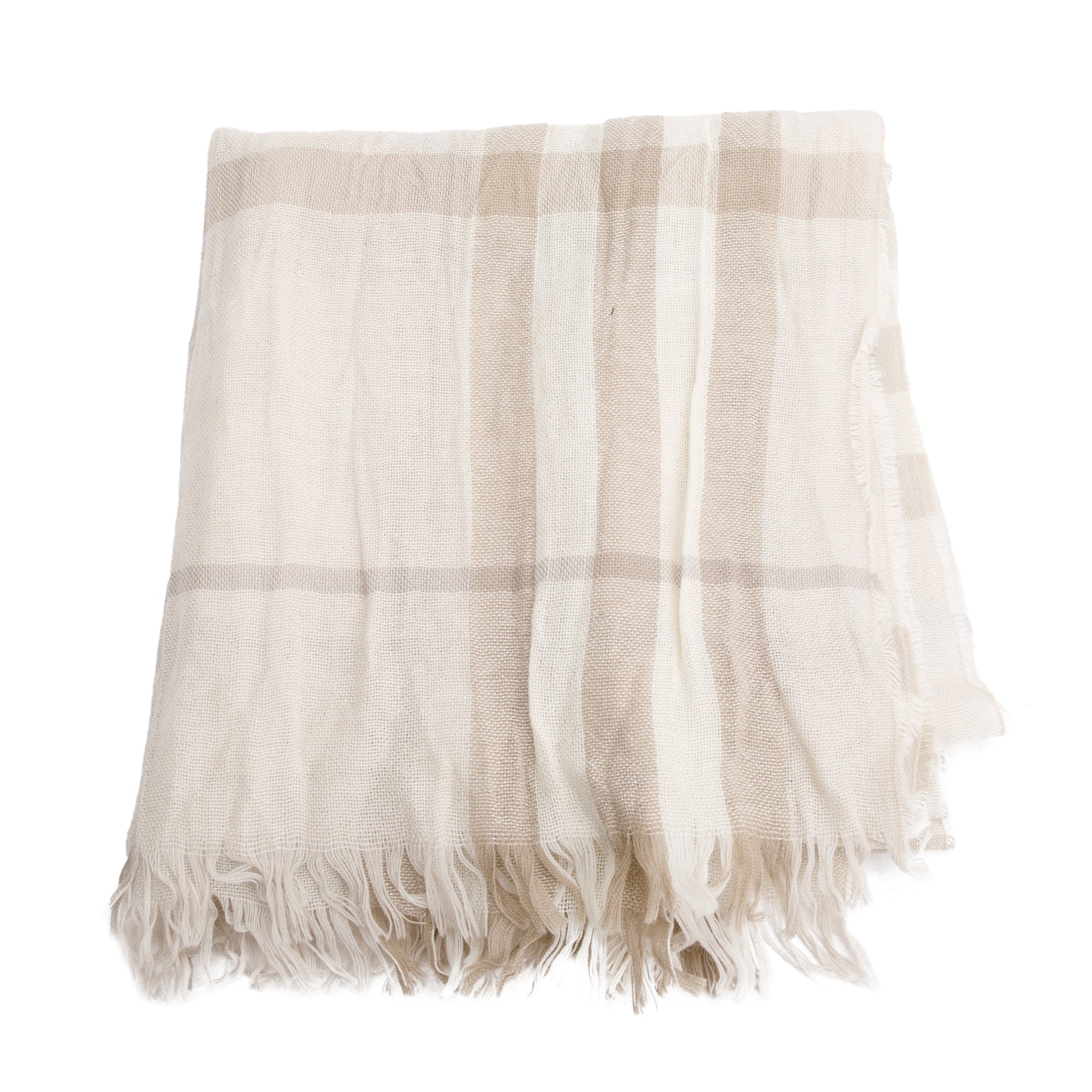 Burberry Beige Nova Check Silk Wool Scarf
