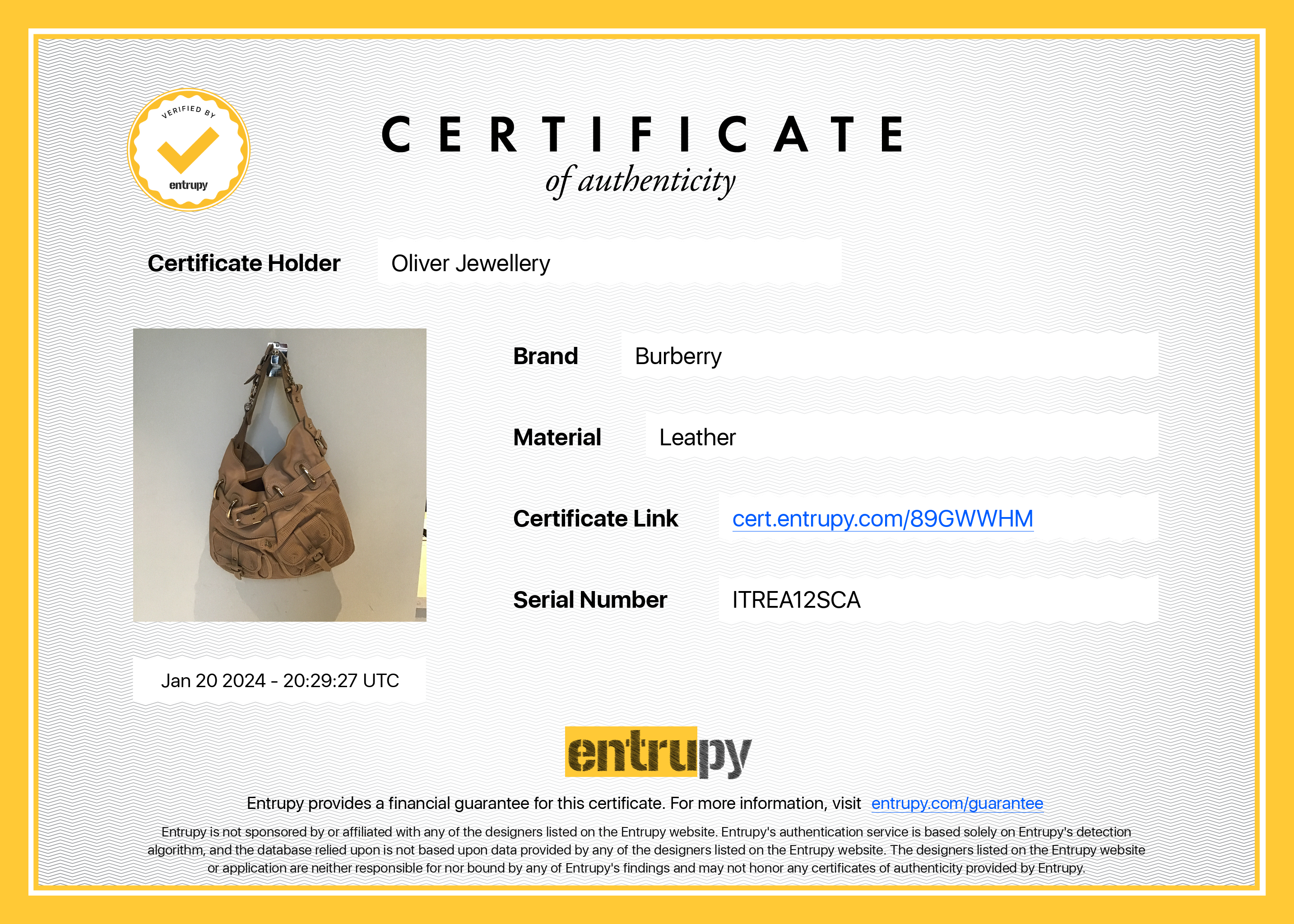 Burberry Beige Perforated Calfskin Leather Bromley Front Pocket Bag