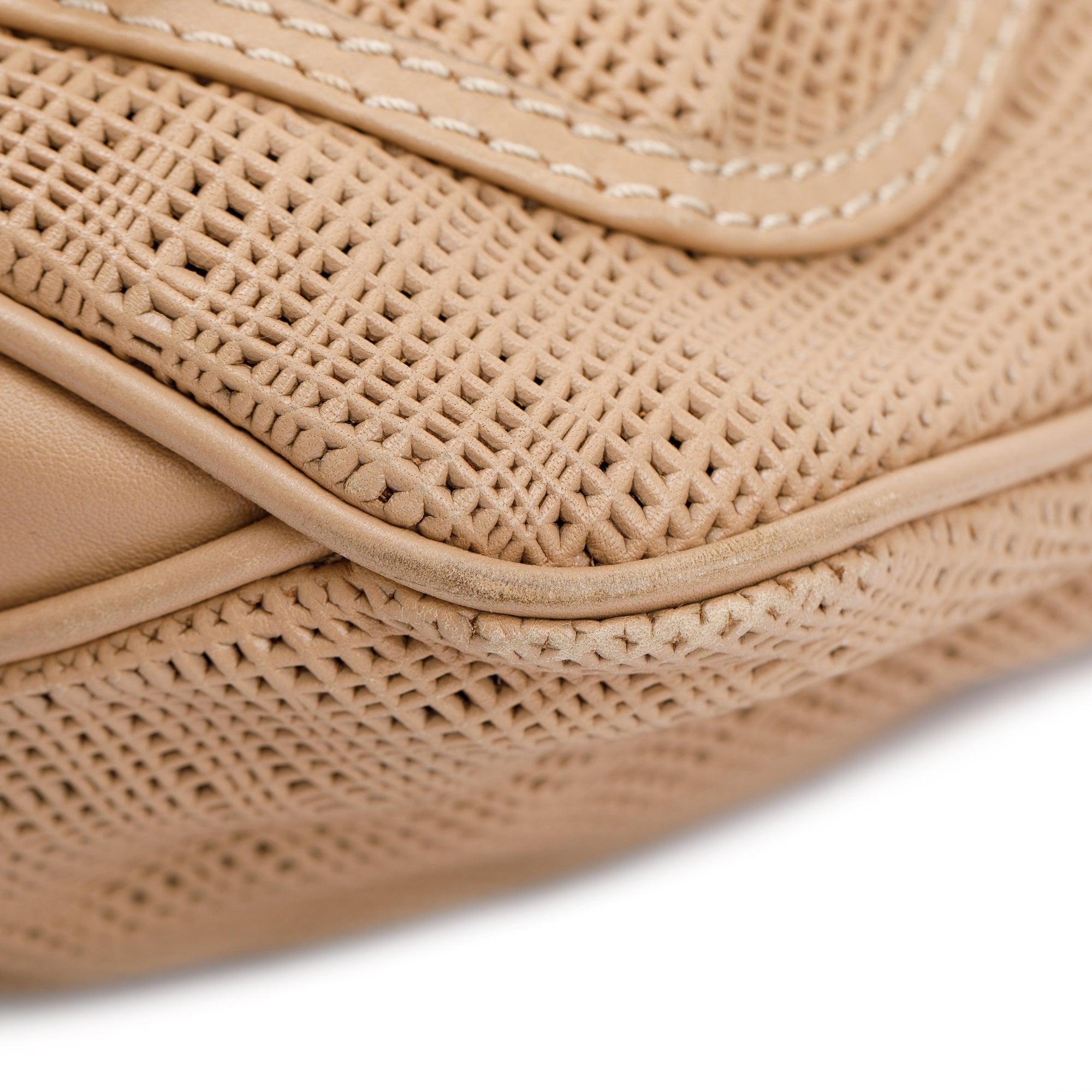 Burberry Beige Perforated Calfskin Leather Bromley Front Pocket Bag