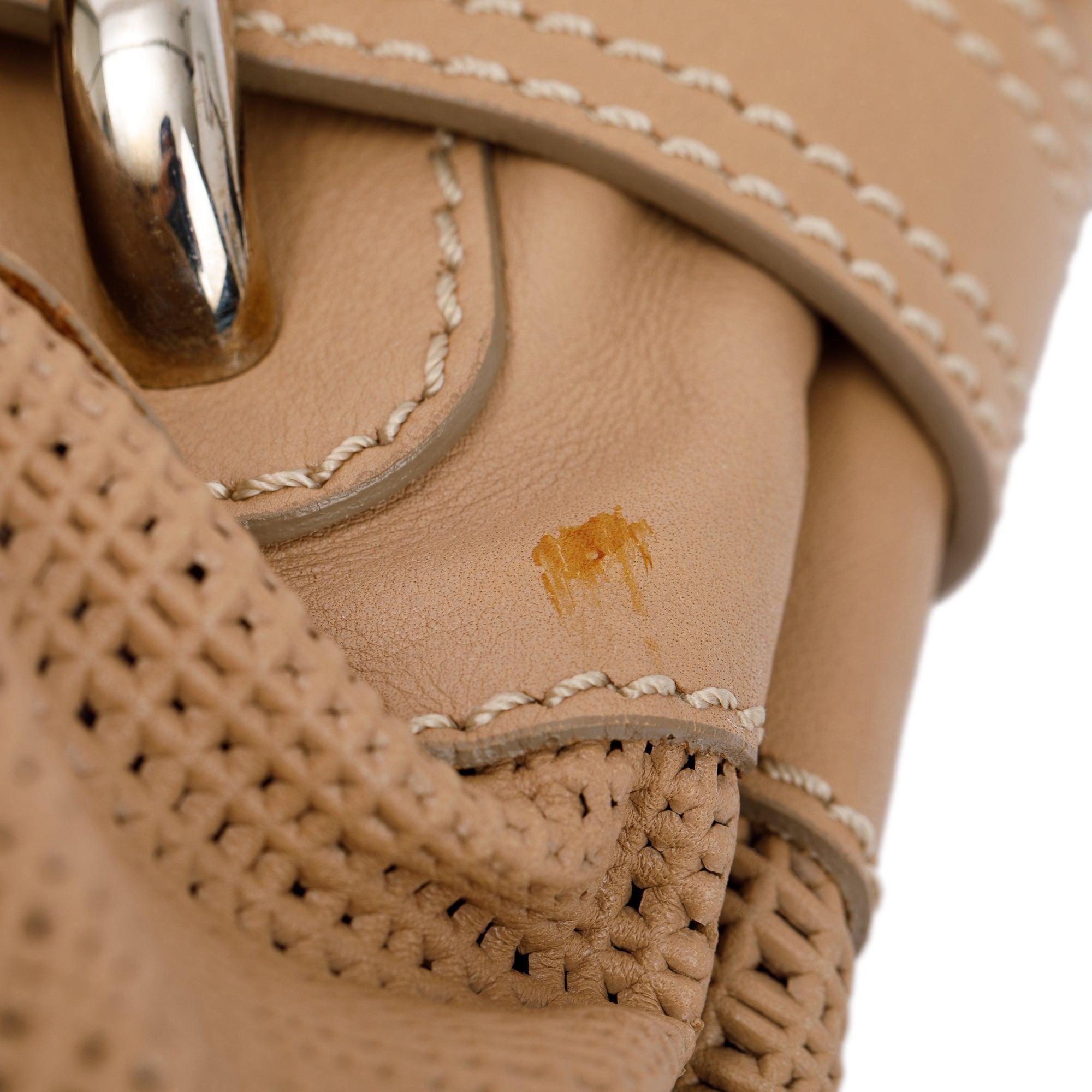 Burberry Beige Perforated Calfskin Leather Bromley Front Pocket Bag