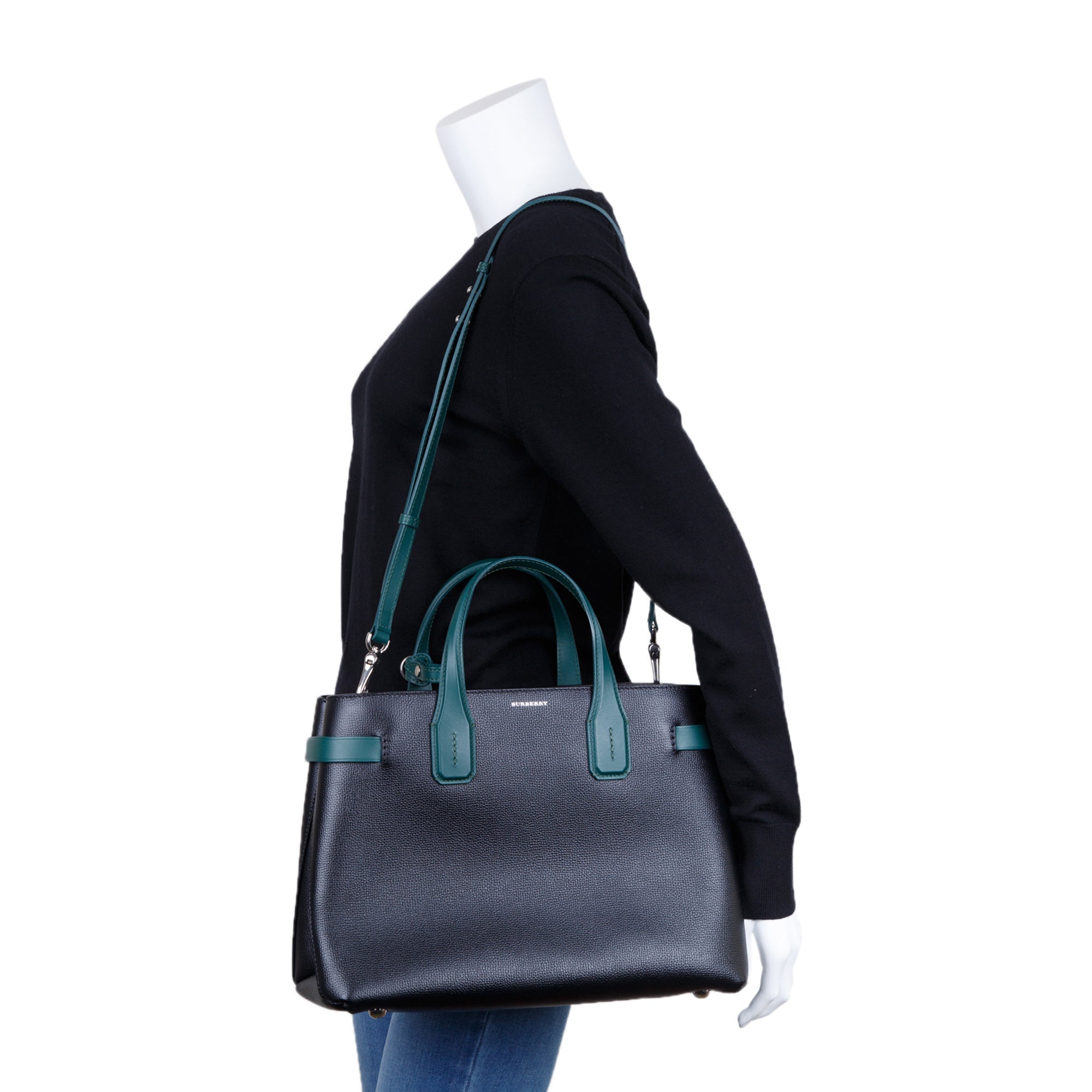 Burberry Bi-Color Leather Medium Banner Tote w/ Strap