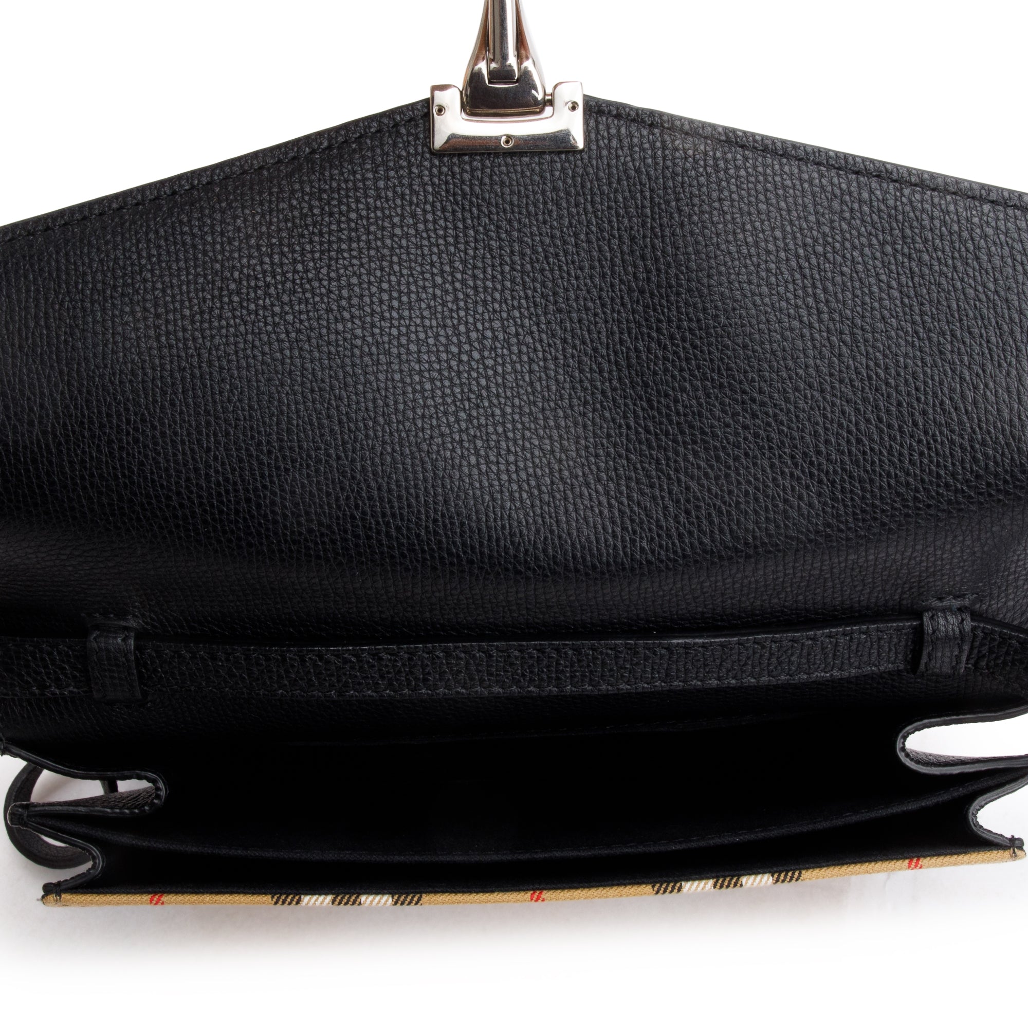 Burberry Black Calfskin House Check Macken Crossbody Bag w/ Box