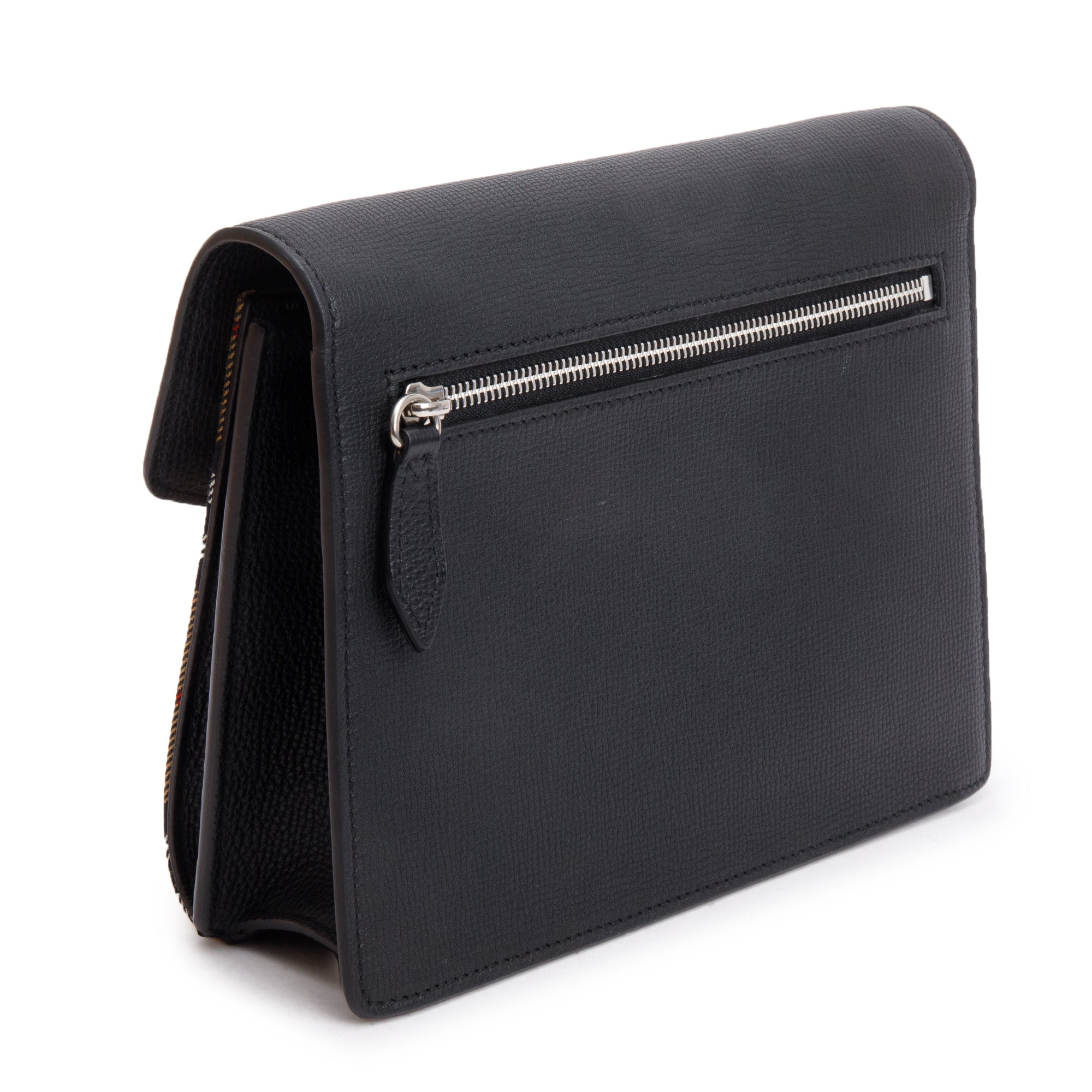 Burberry Black Calfskin House Check Macken Crossbody Bag w/ Box