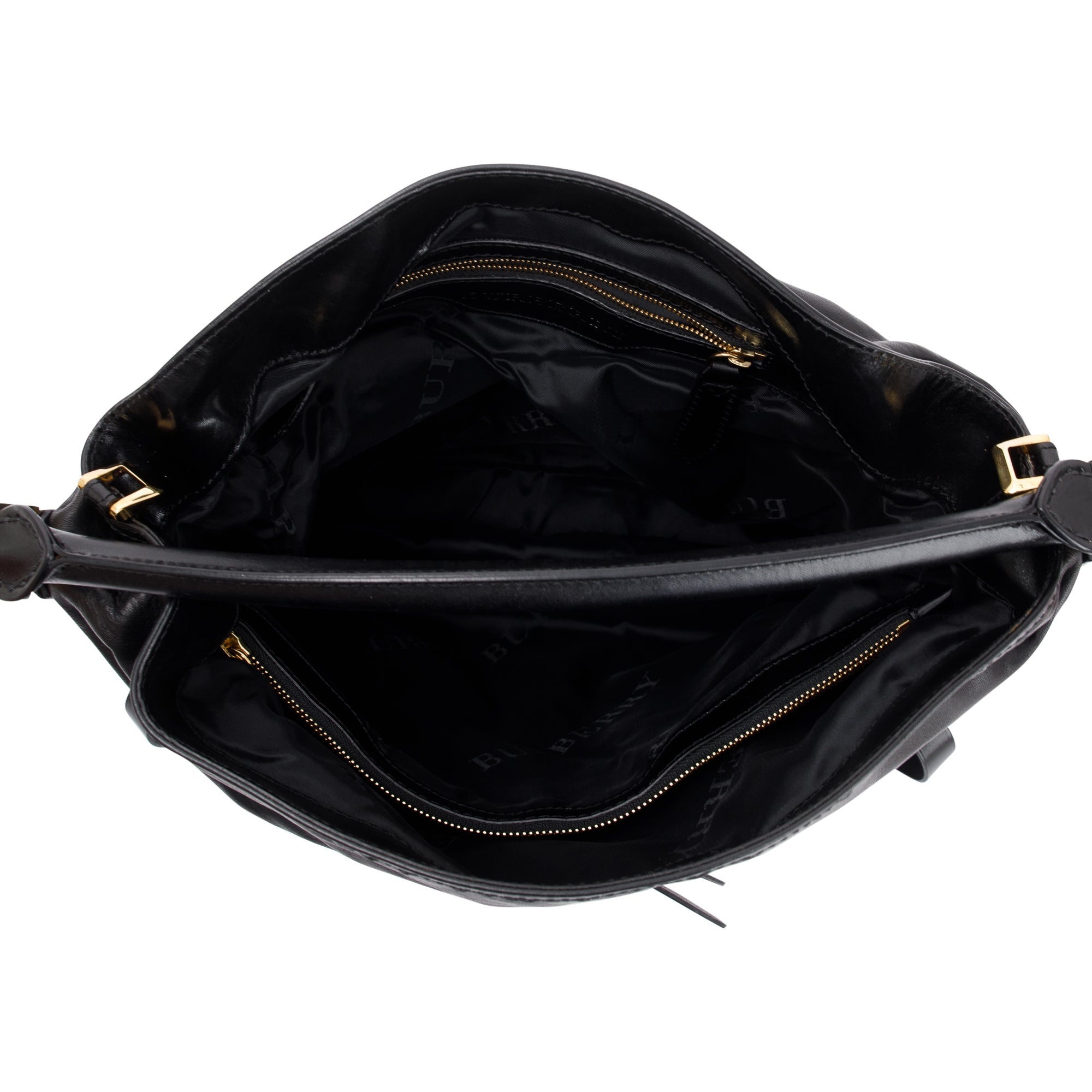 Burberry Black Calfskin Leather Bridle Gosford Hobo Bag