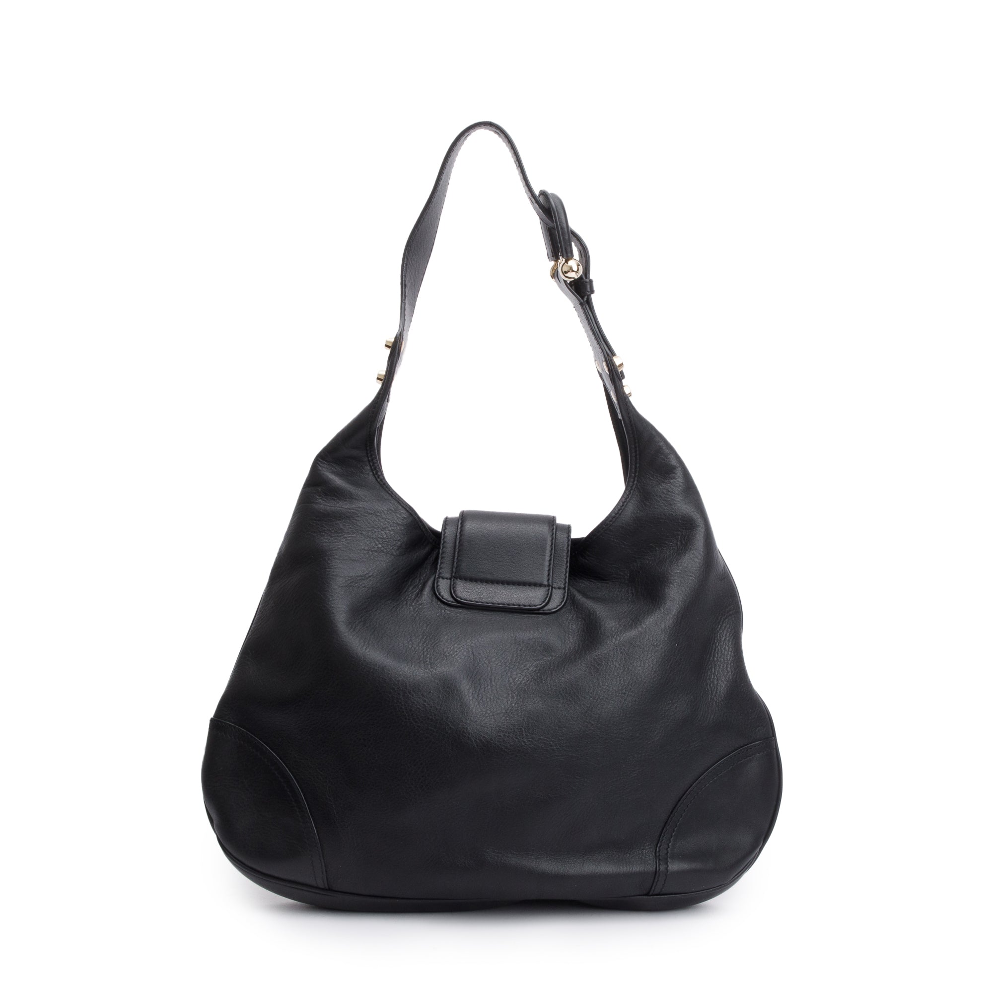 Burberry Black Calfskin Leather Hillgate Hobo