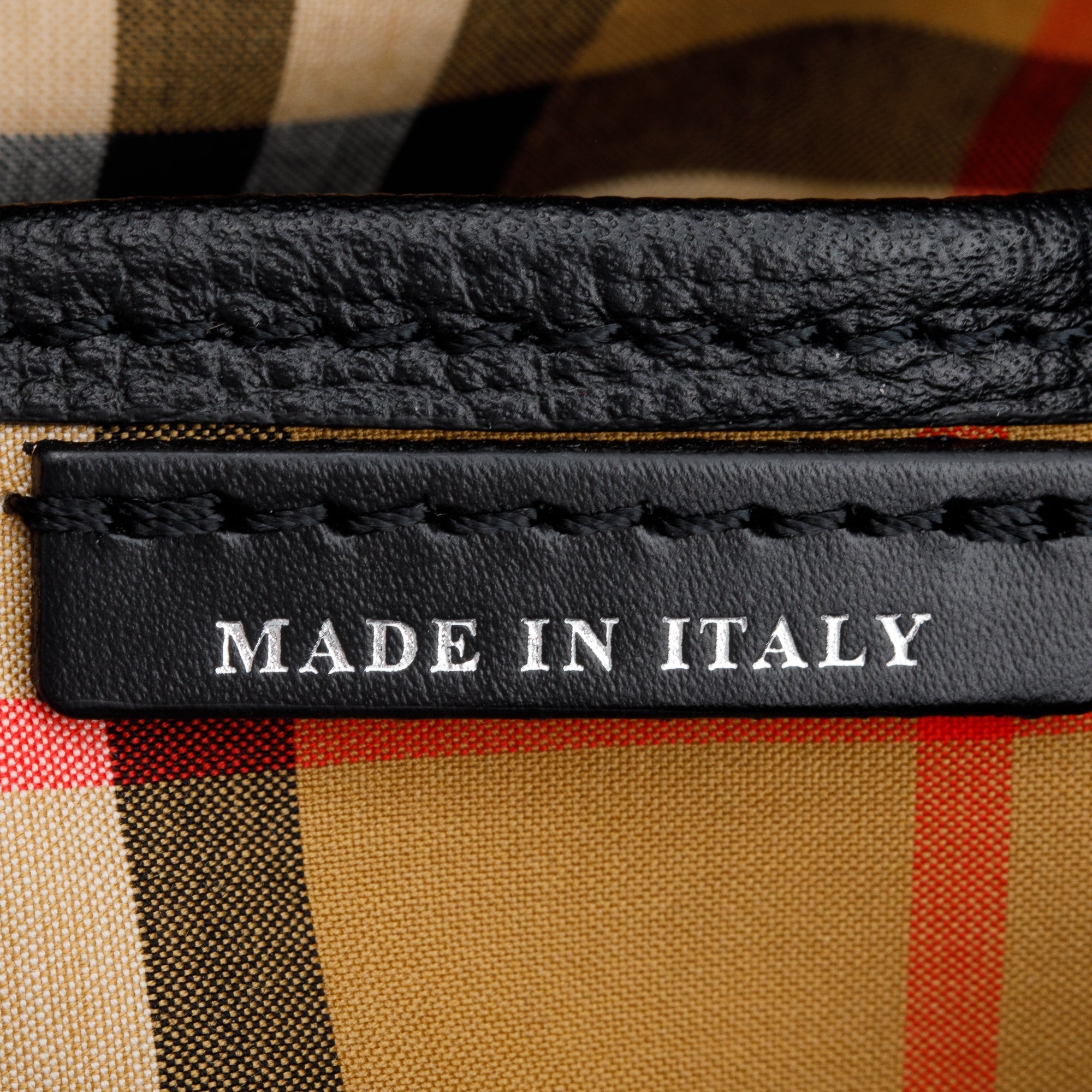 Burberry Black Calfskin Leather House Check Medium Banner Tote w/ Strap