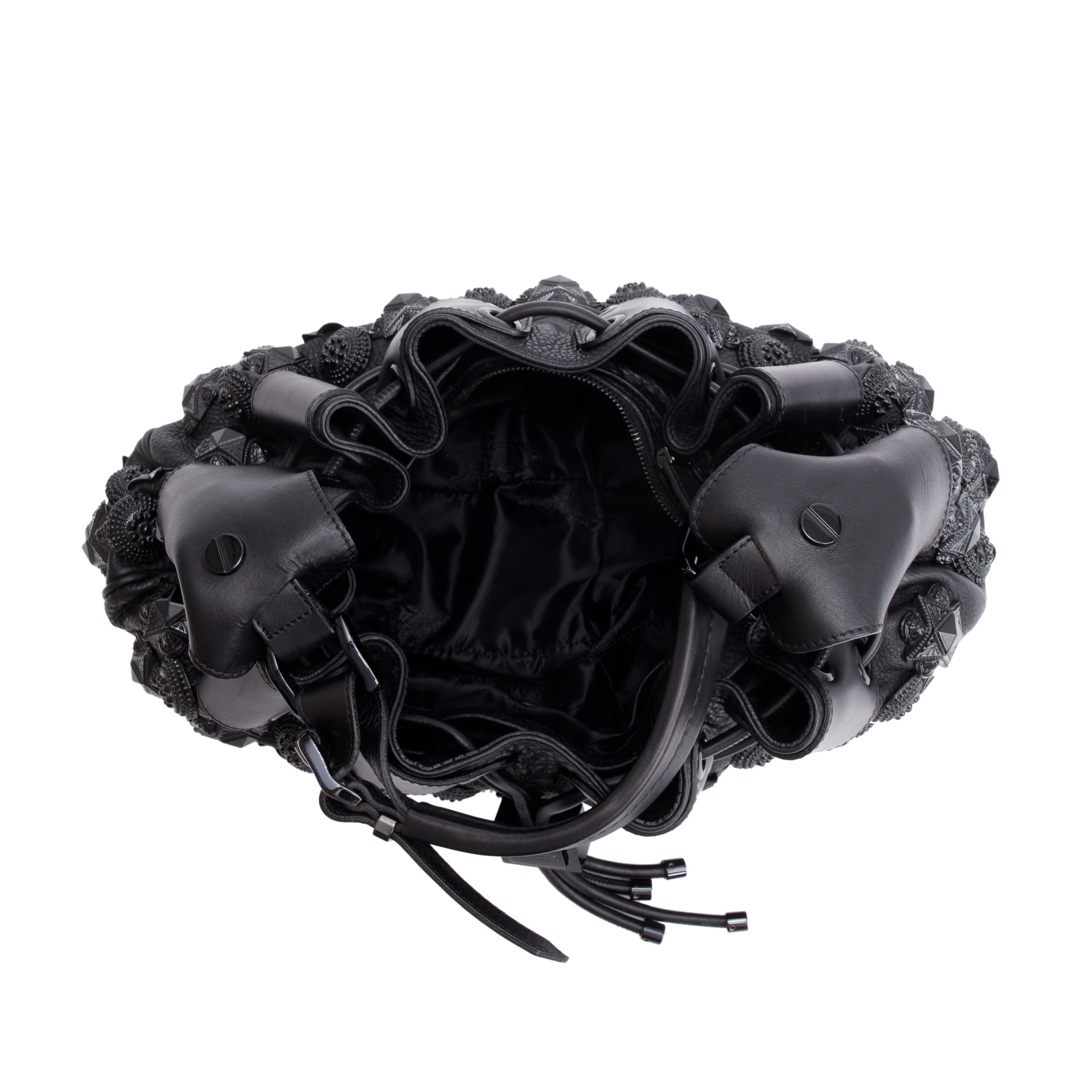 Burberry Black Calfskin Leather Mason Warrior Studded Hobo w/ Box