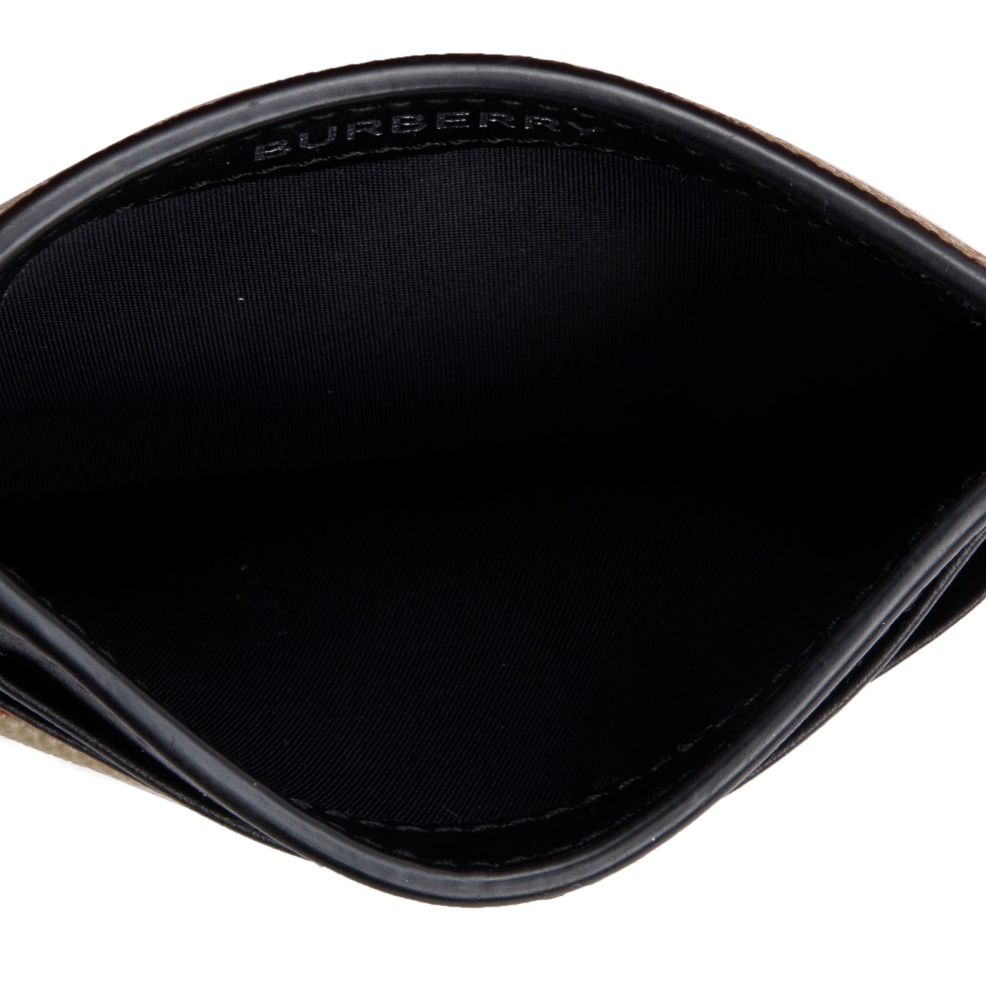 Burberry Black Calfskin Leather Vintage Check Money Clip Card Holder