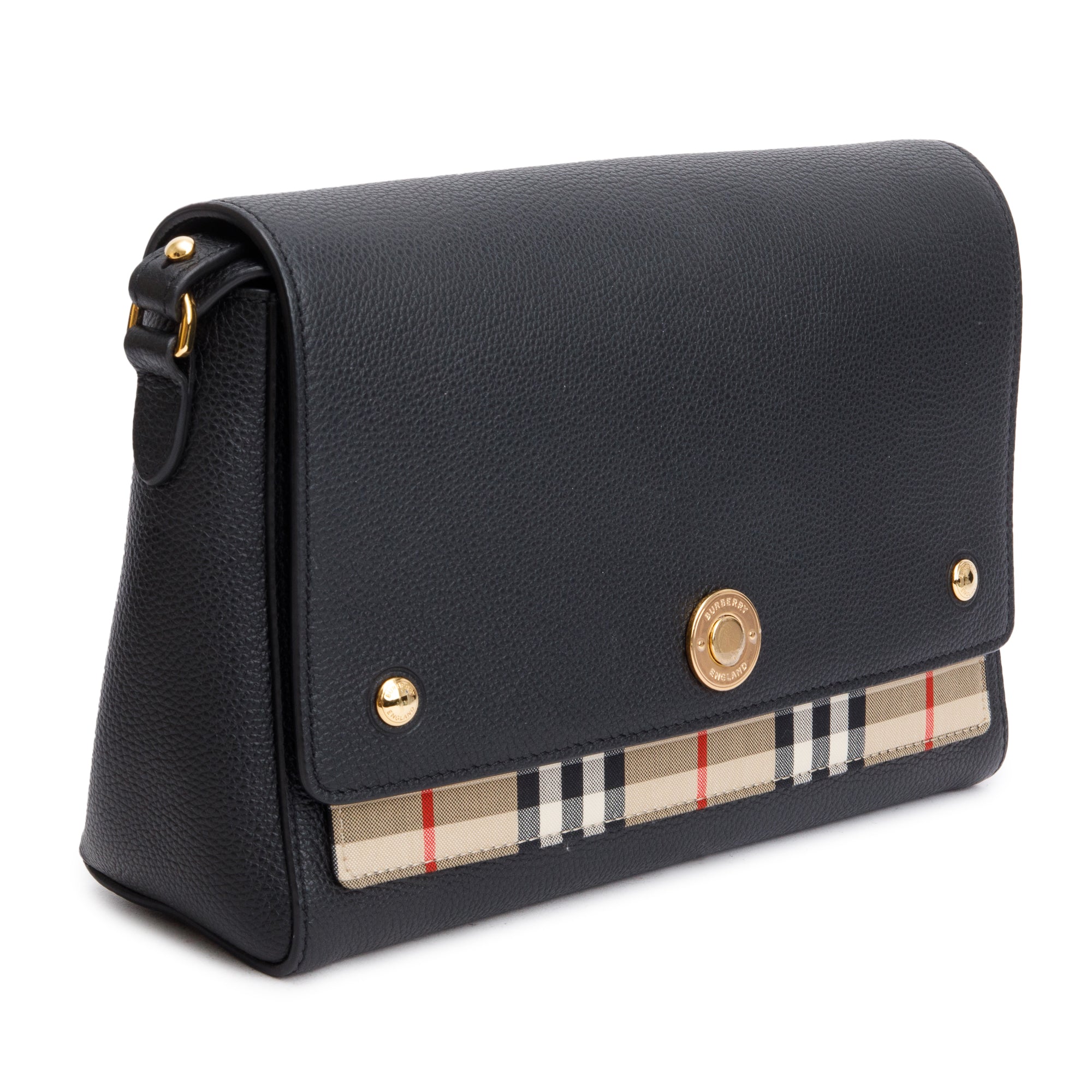 Burberry Black Calfskin Vintage Check Note Crossbody Bag
