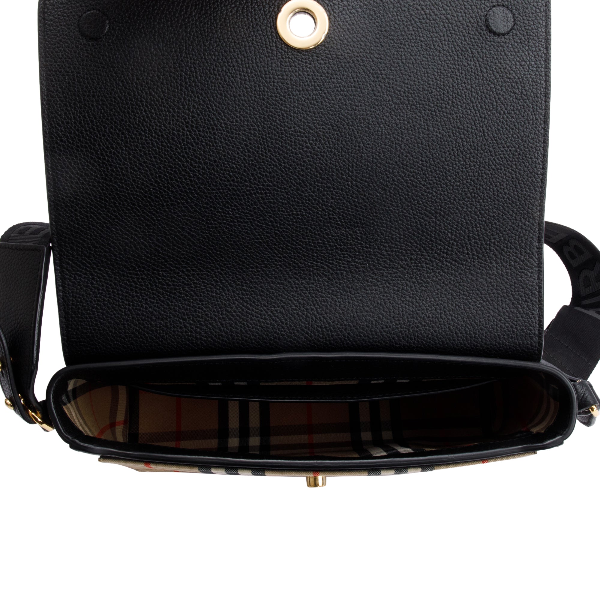 Burberry Black Calfskin Vintage Check Note Crossbody Bag w/ Box