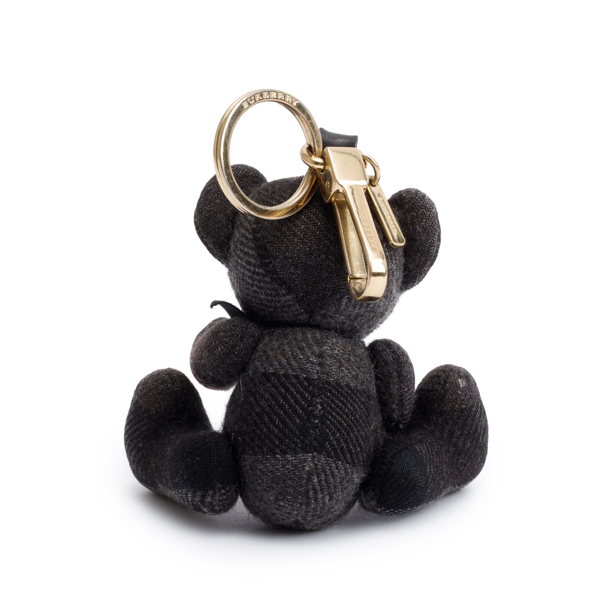 Burberry Black Check Cashmere Thomas Bear Bag Charm