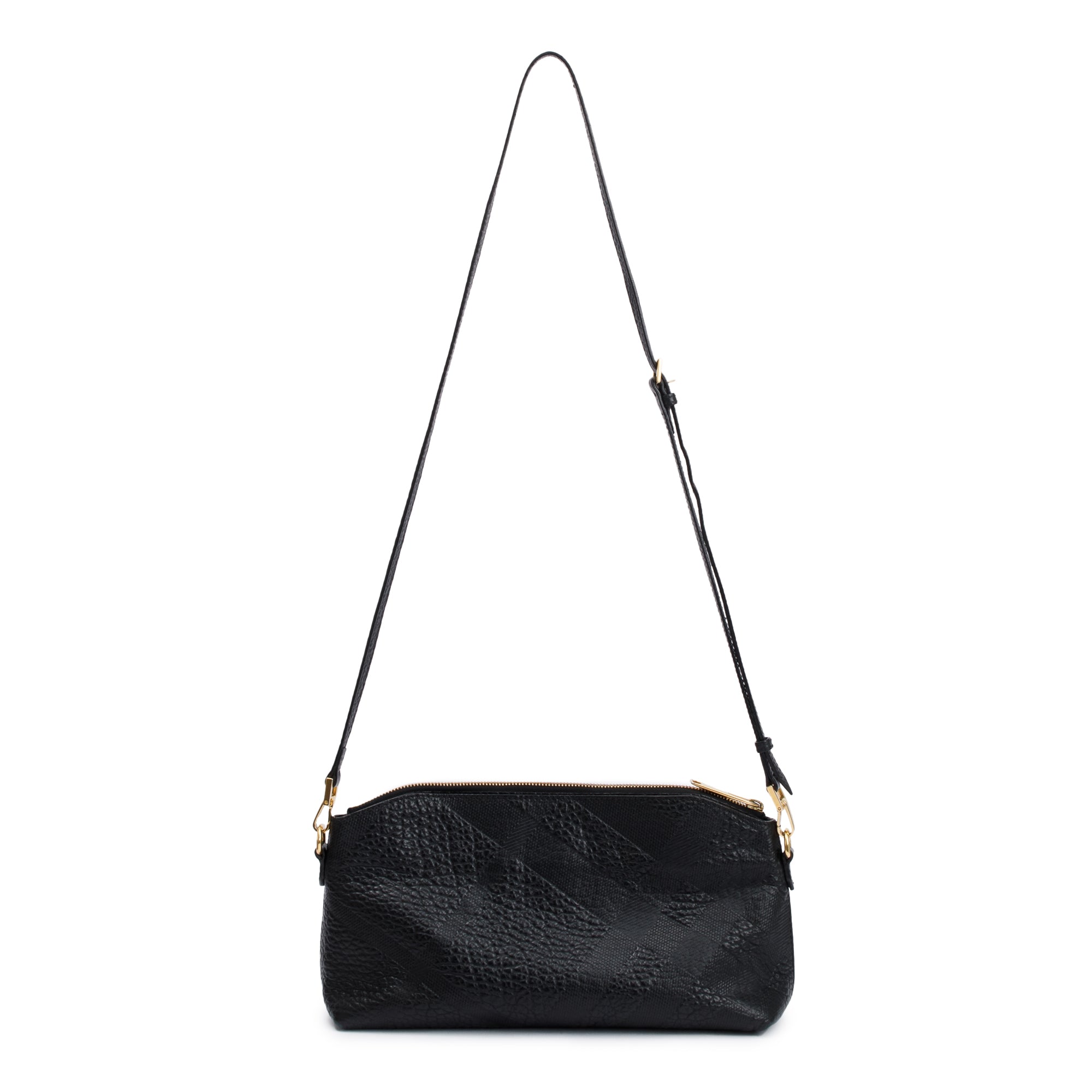 Burberry Black Check Embossed Heritage Grain Leather Chichester Crossbody Bag