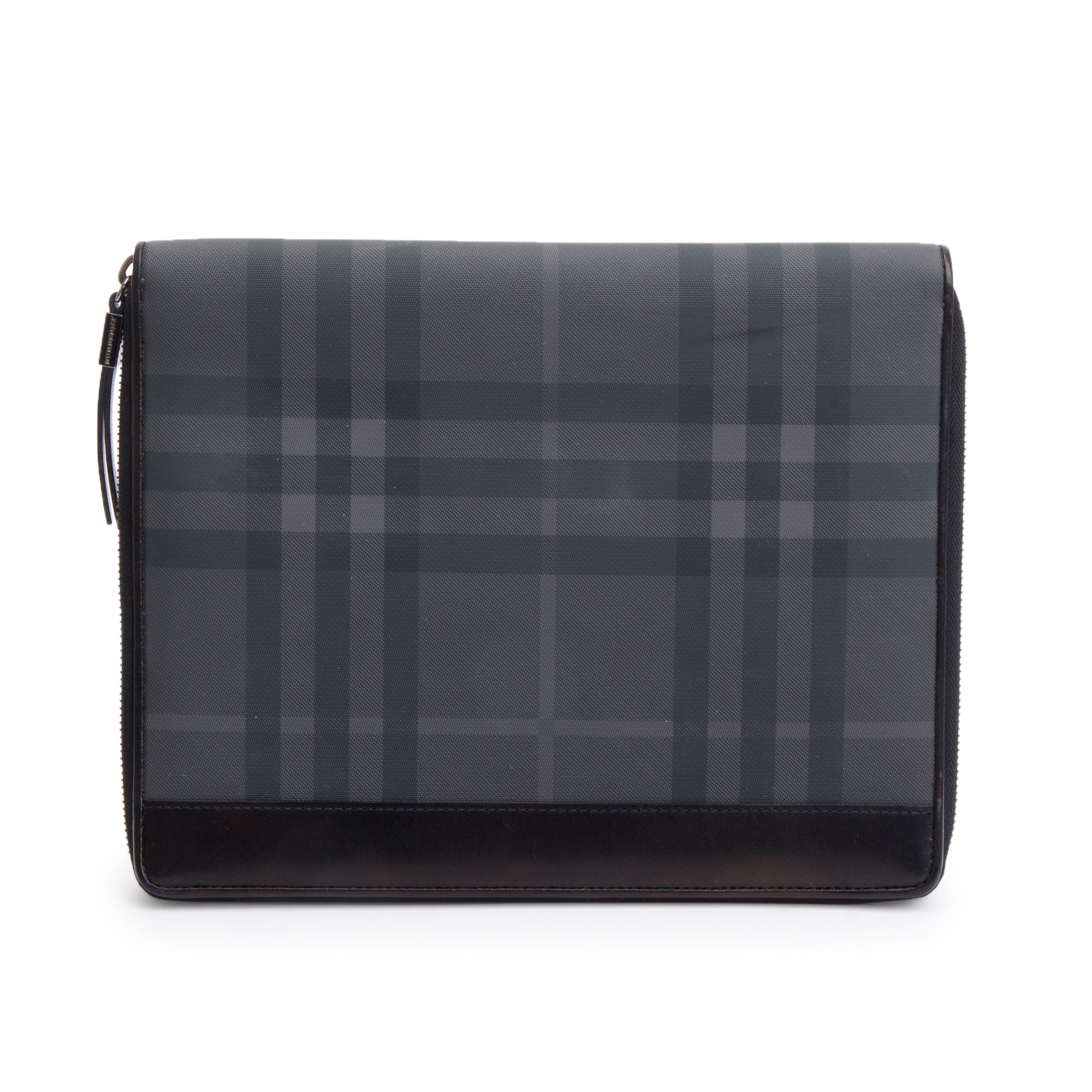 Burberry Black Check Leather Trim Ipad Case