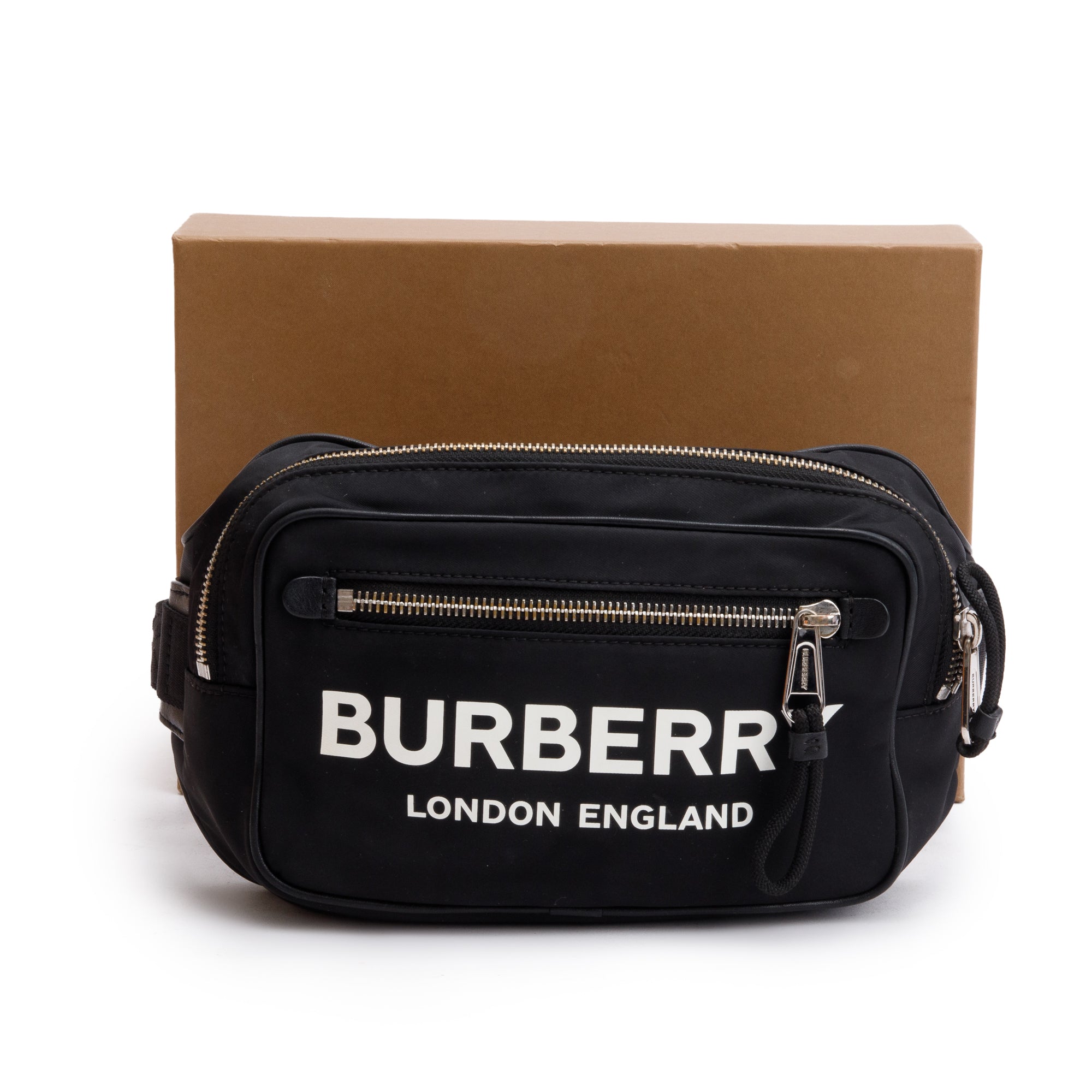 Burberry Black Econyl Logo-Print Bum Bag w/ Box
