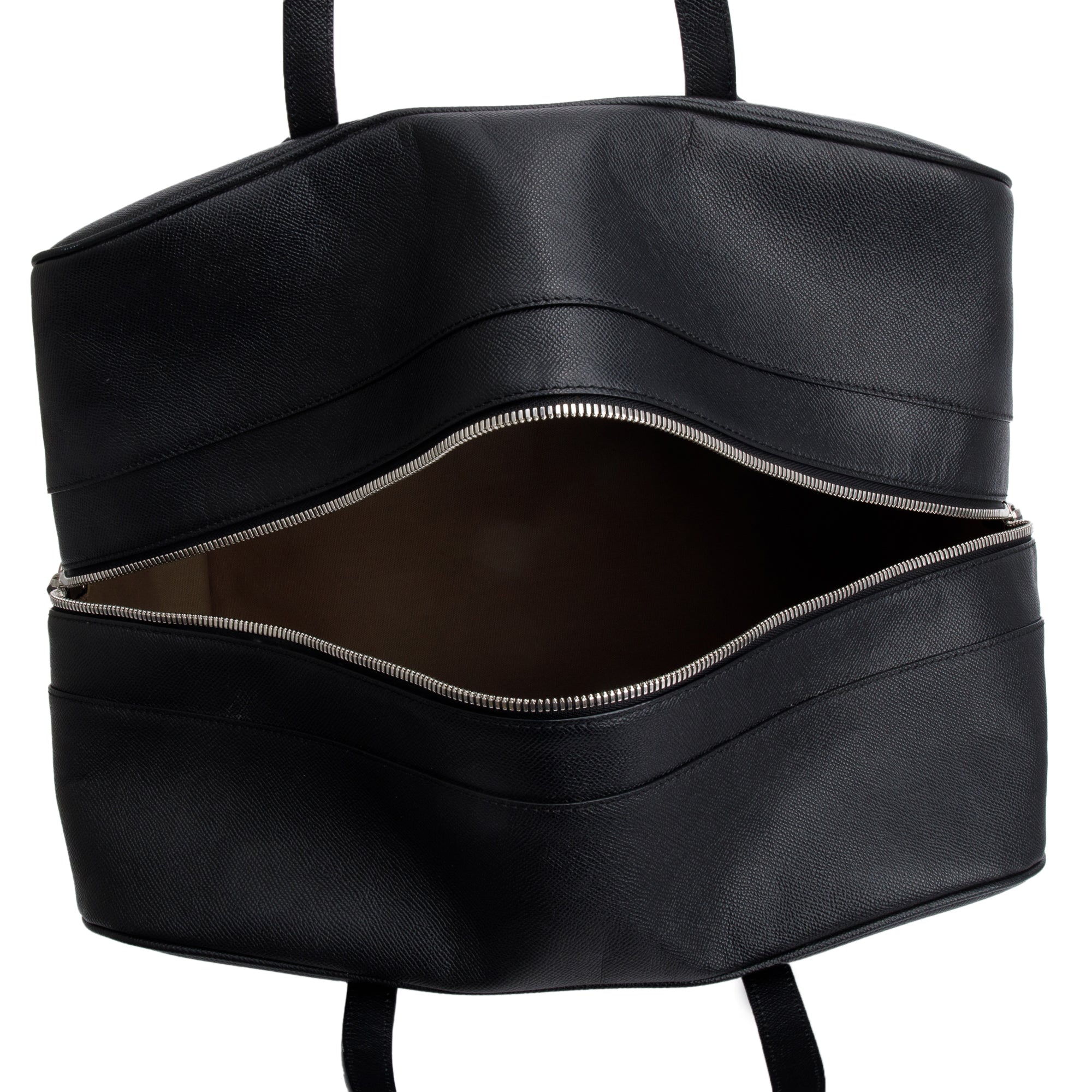 Burberry Black Grained Calfskin Leather Logo Embossed Weekender Bag