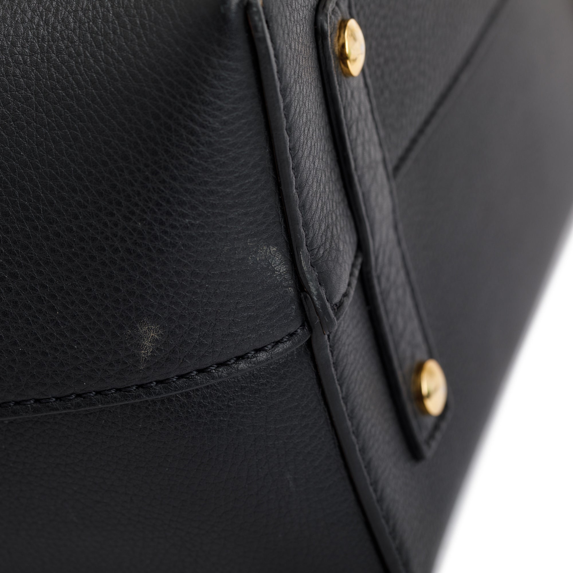 Burberry Black Grained Calfskin Leather Small Belt Tote Bag w/ Strap