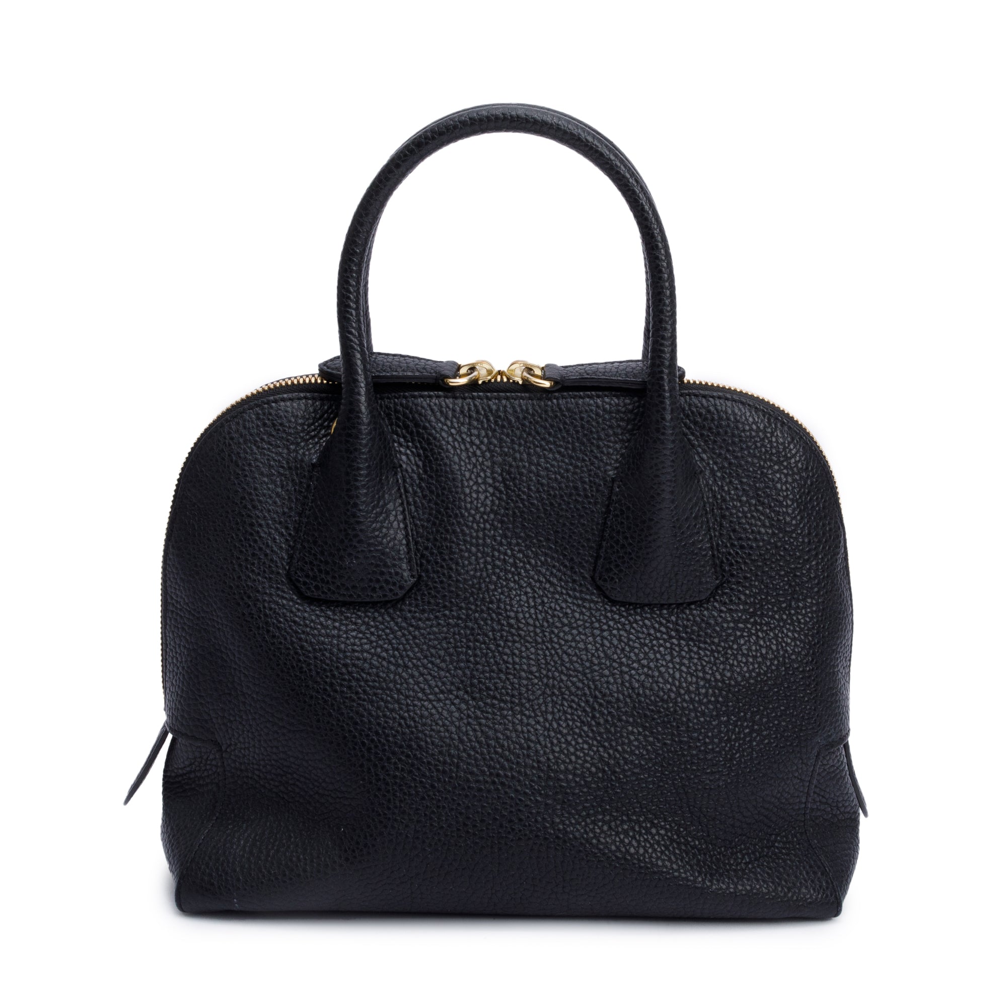 Burberry Black Grained Leather Greenwood Small Bowling Bag w/ Strap