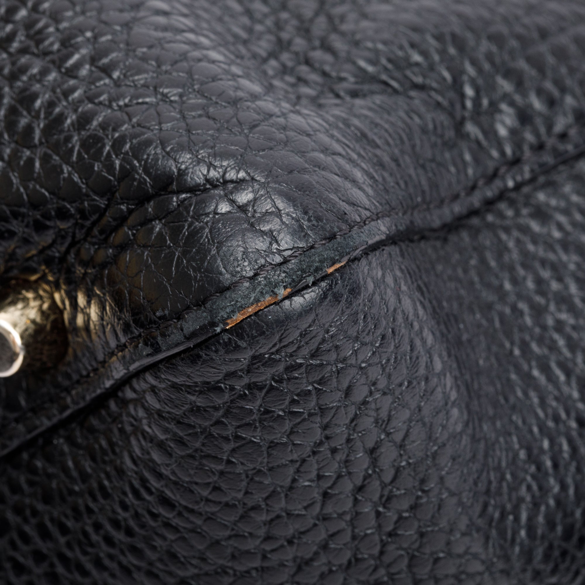 Burberry Black Grained Leather Greenwood Small Bowling Bag w/ Strap