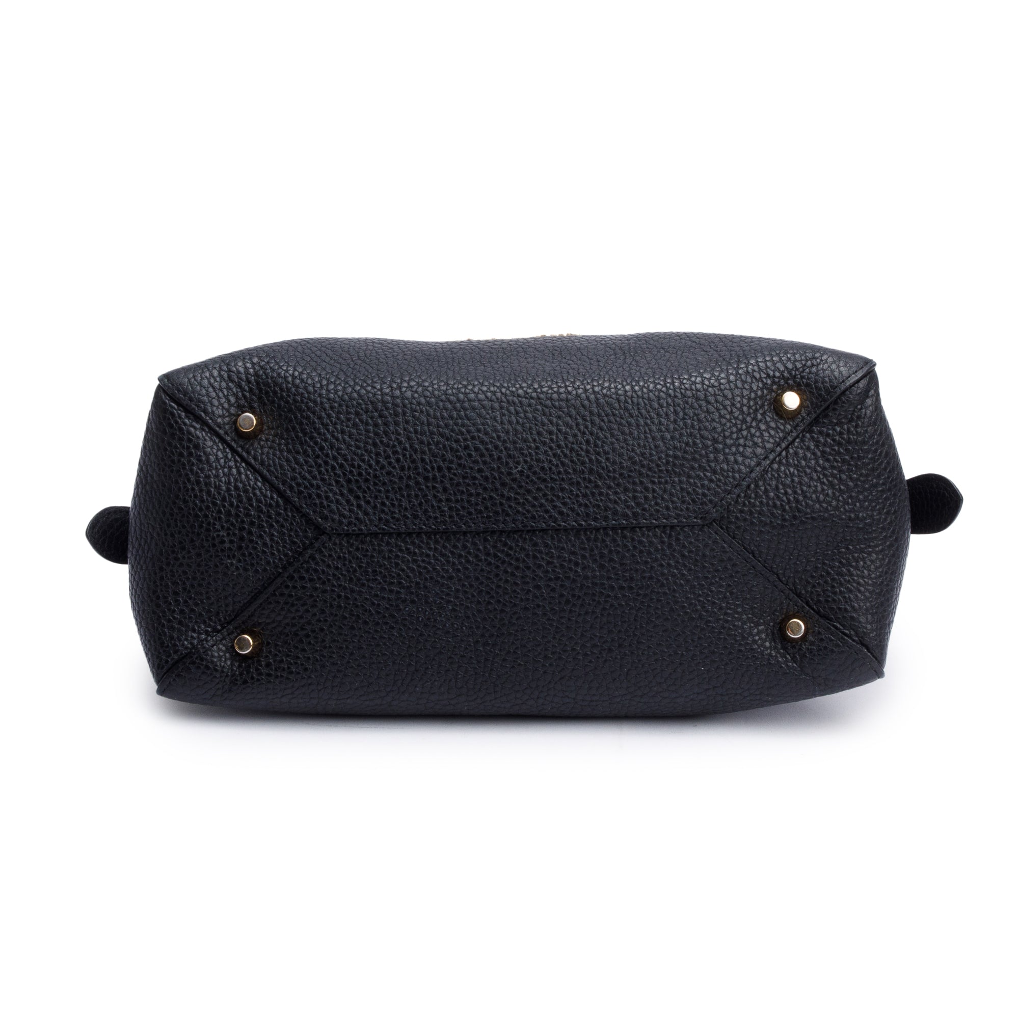 Burberry Black Grained Leather Greenwood Small Bowling Bag w/ Strap