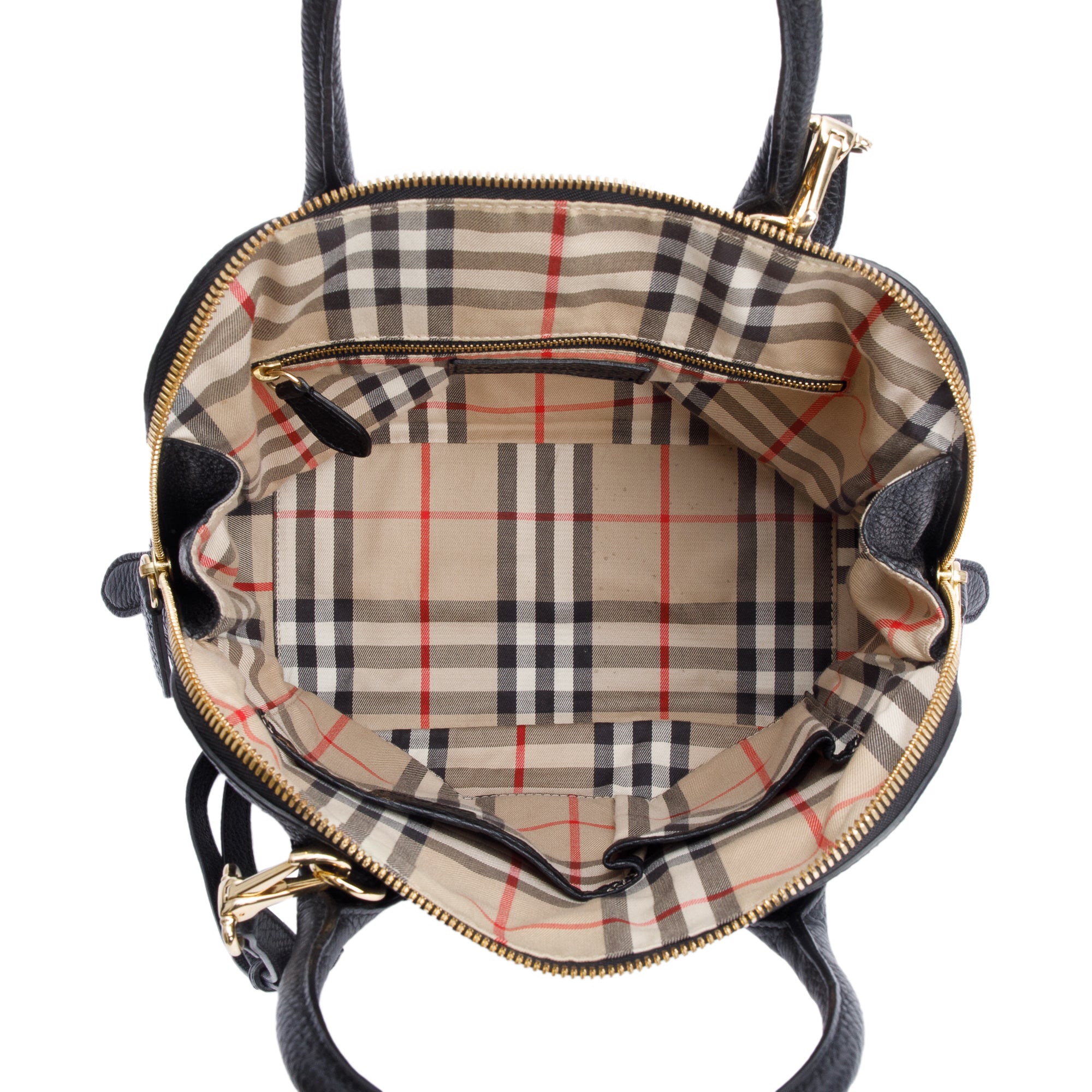 Burberry Black Grained Leather Greenwood Small Bowling Bag w/ Strap