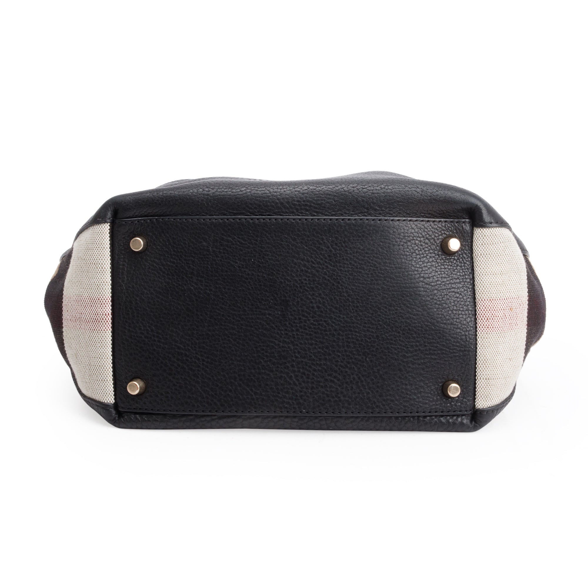 Burberry Black Leather & House Check Small Maidstone Bag