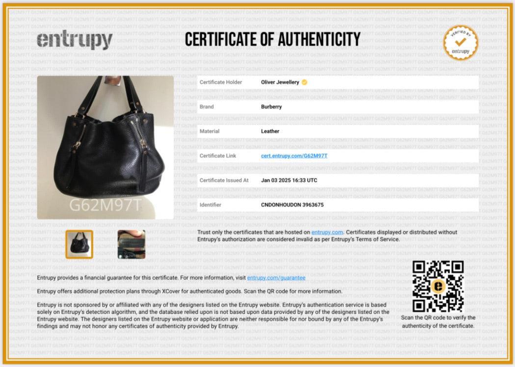 Burberry Black Leather & House Check Small Maidstone Tote