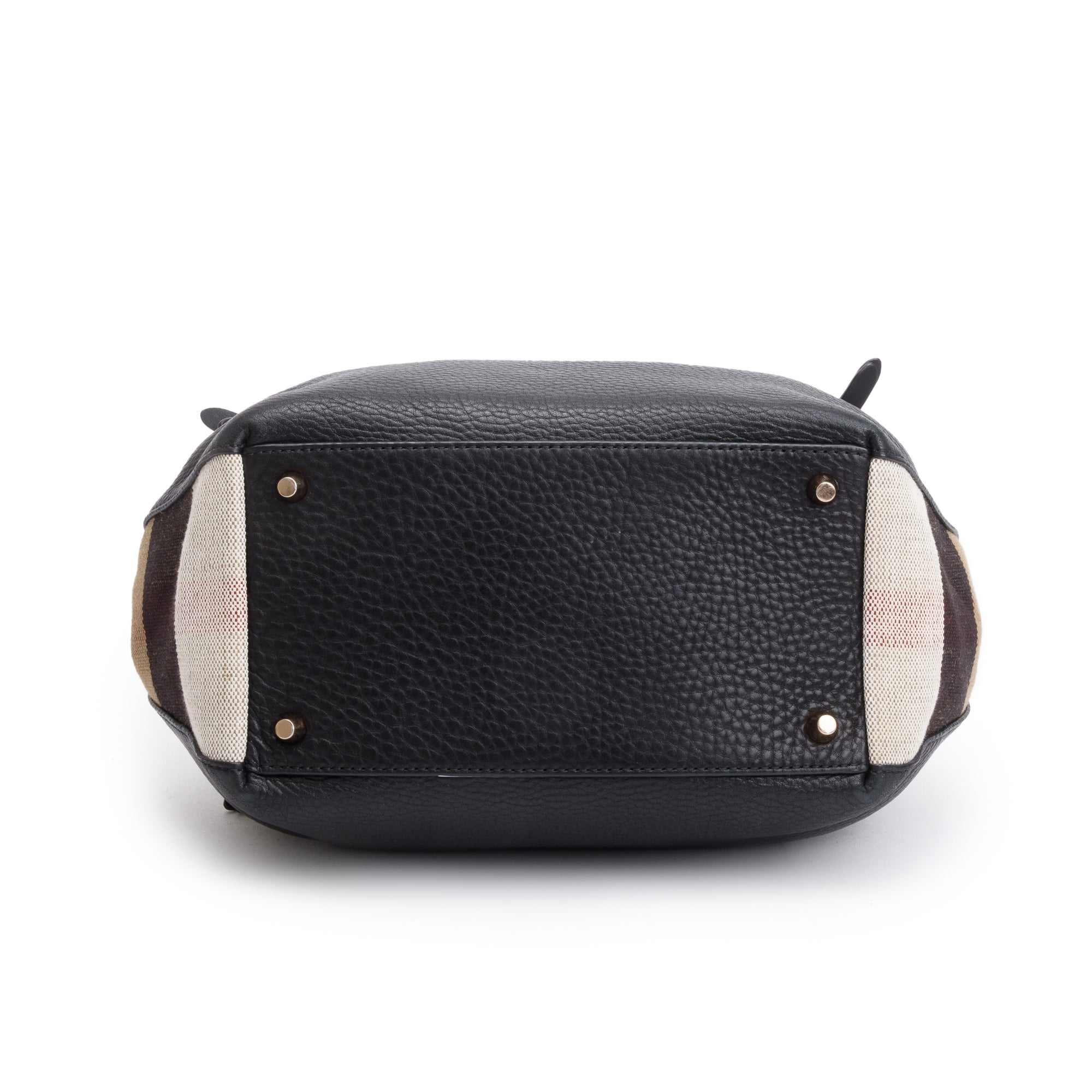 Burberry Black Leather & House Check Small Maidstone Tote