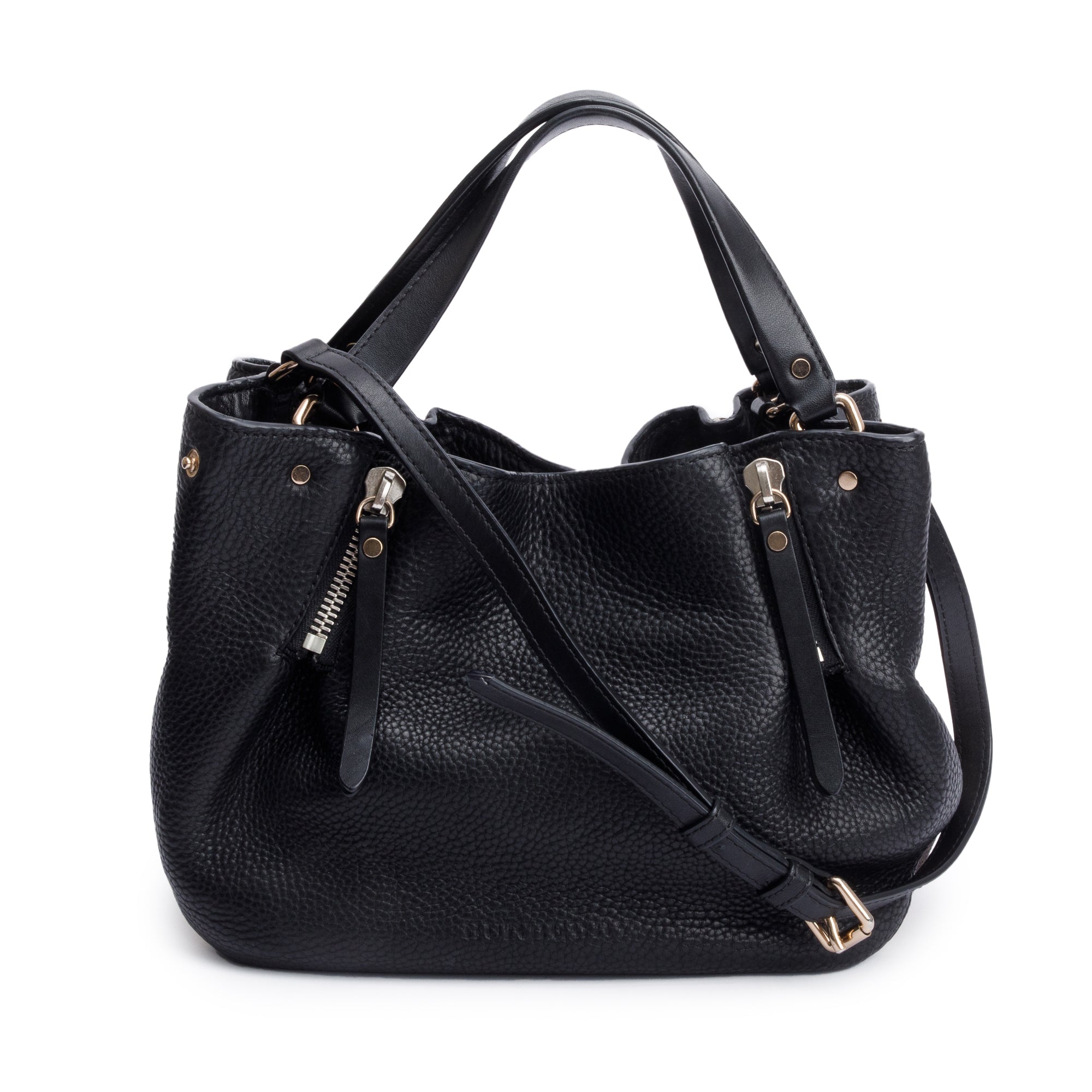 Burberry Black Leather & House Check Small Maidstone Tote