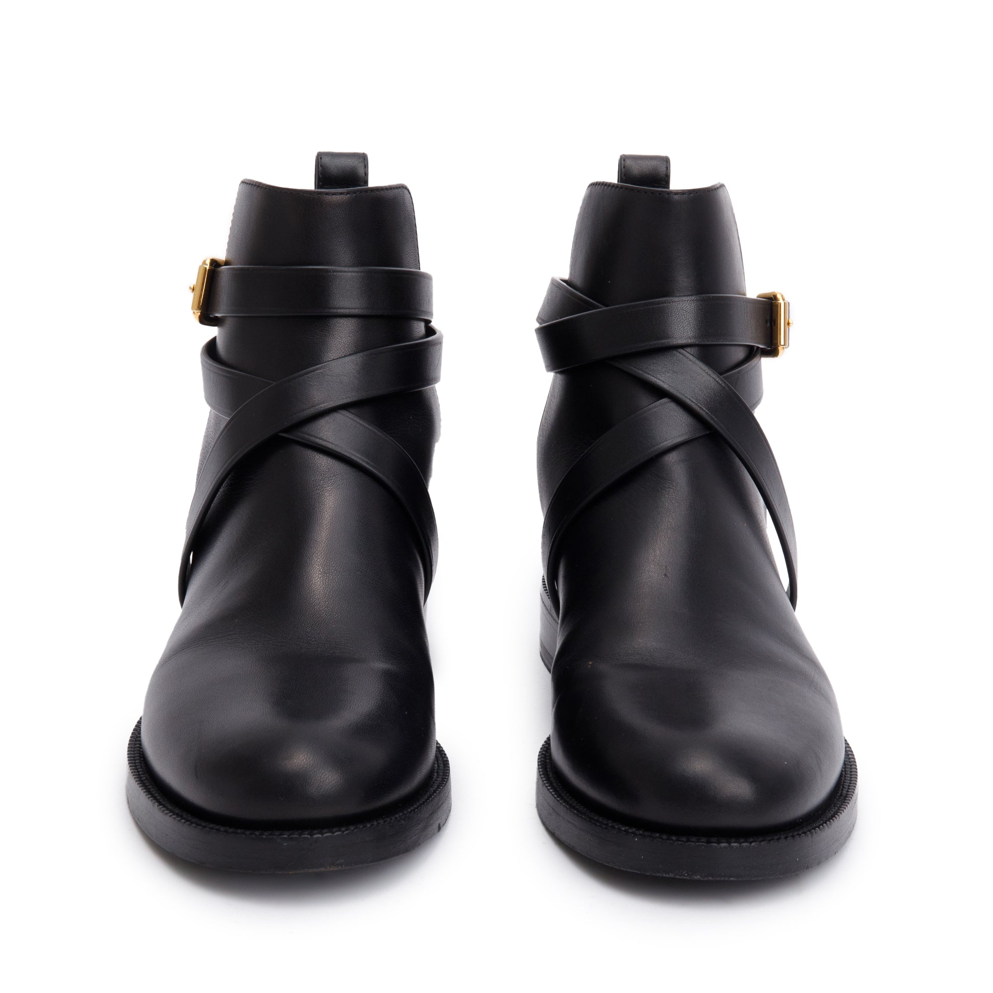 Burberry Black Leather Nova Check Chelsea Ankle Boots, Size 36