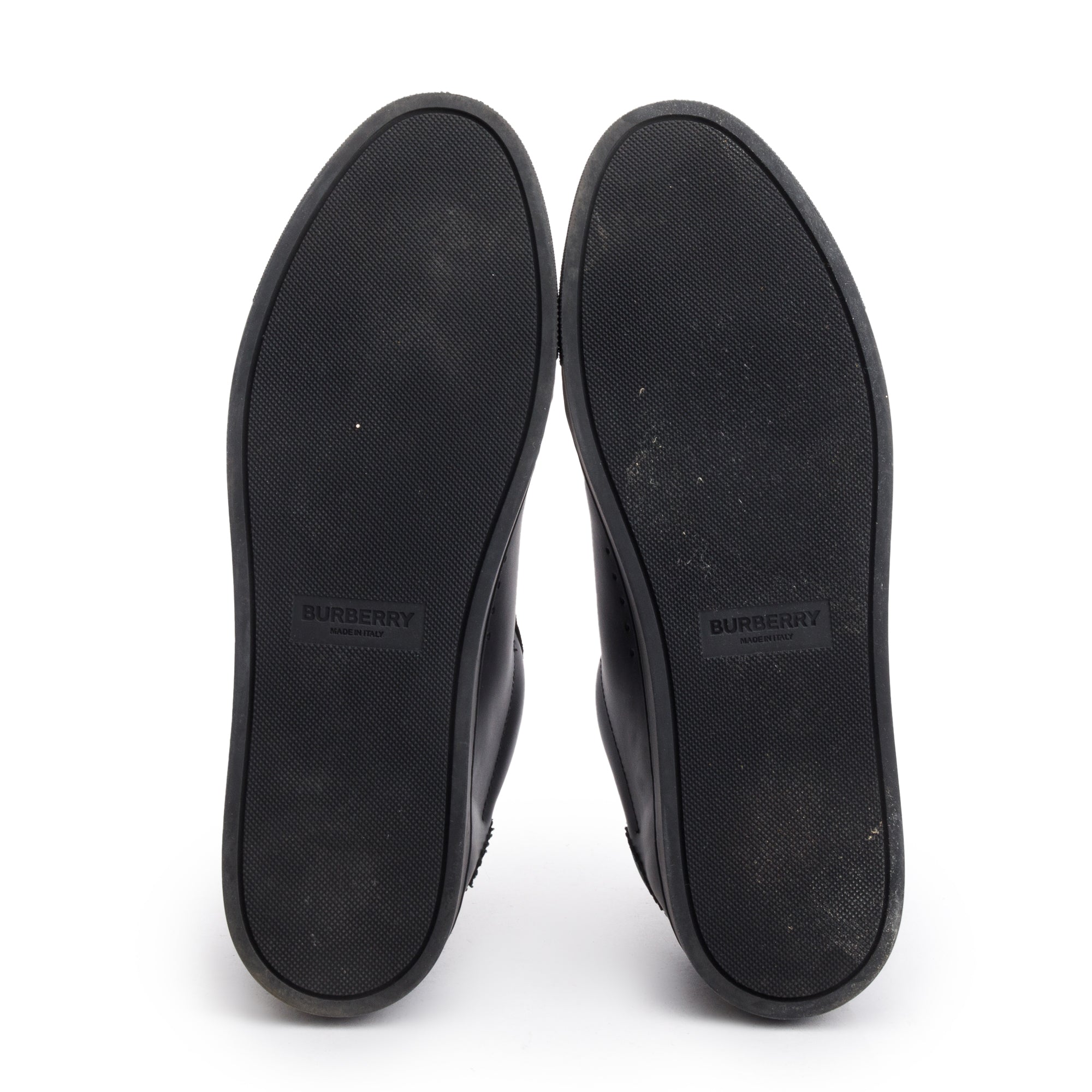 Burberry Black Leather Suede Purple Check Canvas Robin Sneakers, Size 45