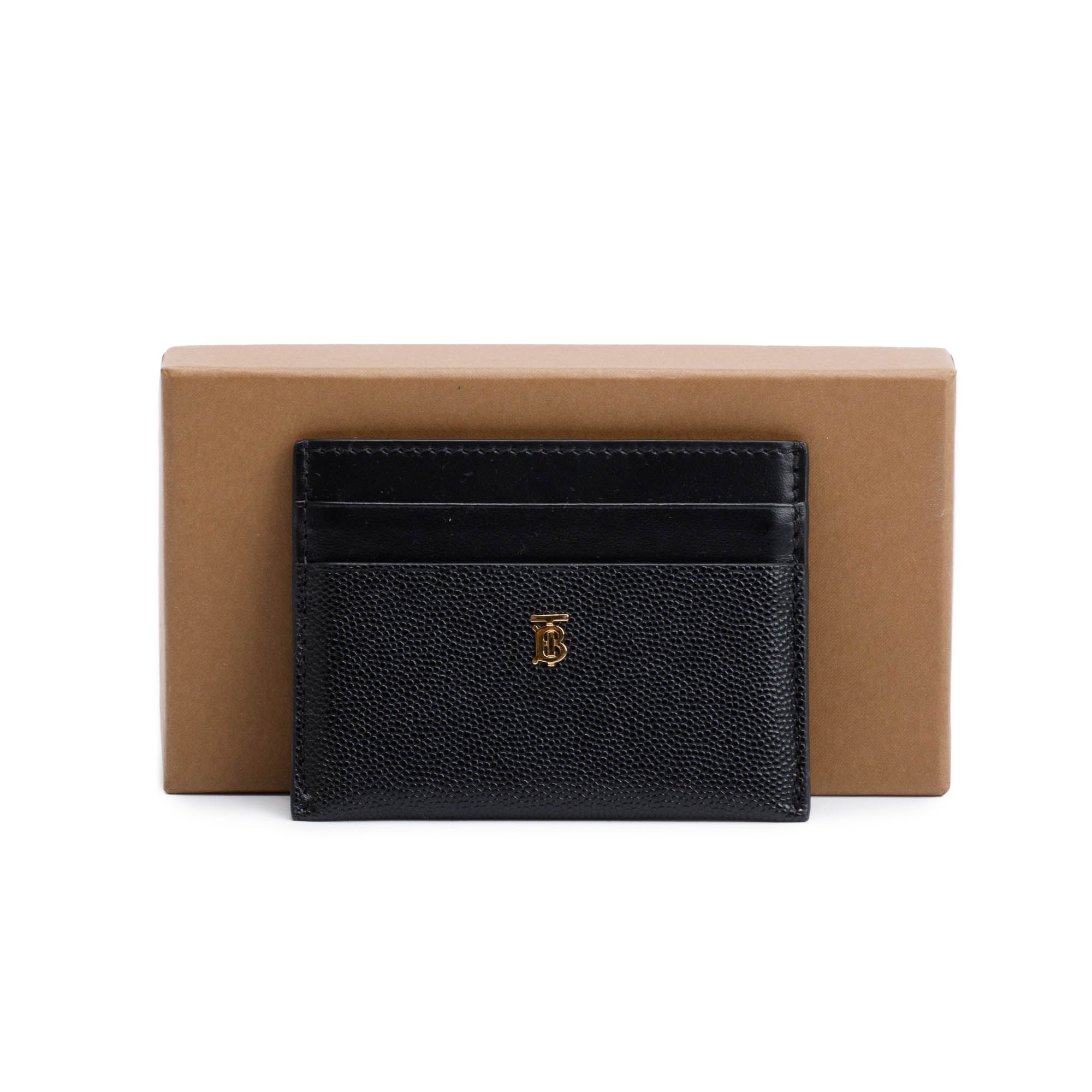 Burberry Black Leather TB Card Holder w/ Box