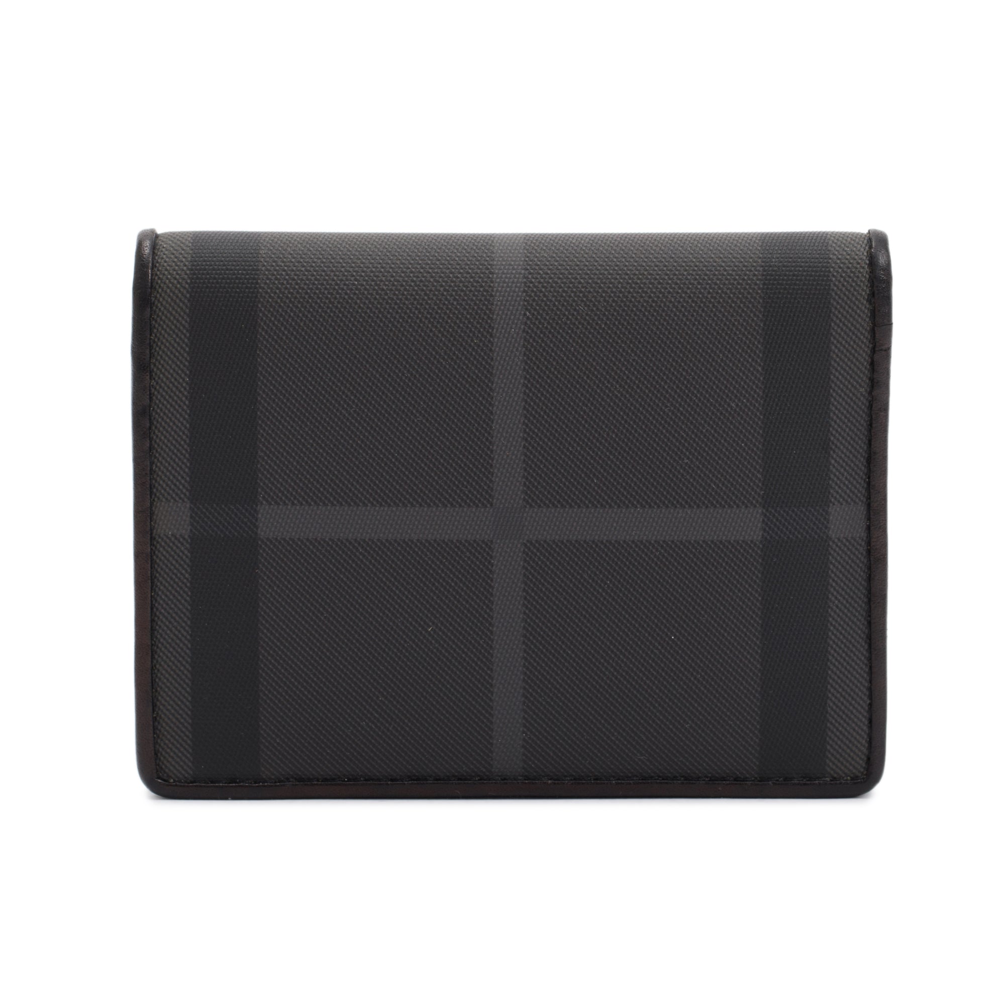 Burberry Black Leather Trimmed Beat Check Bifold Wallet
