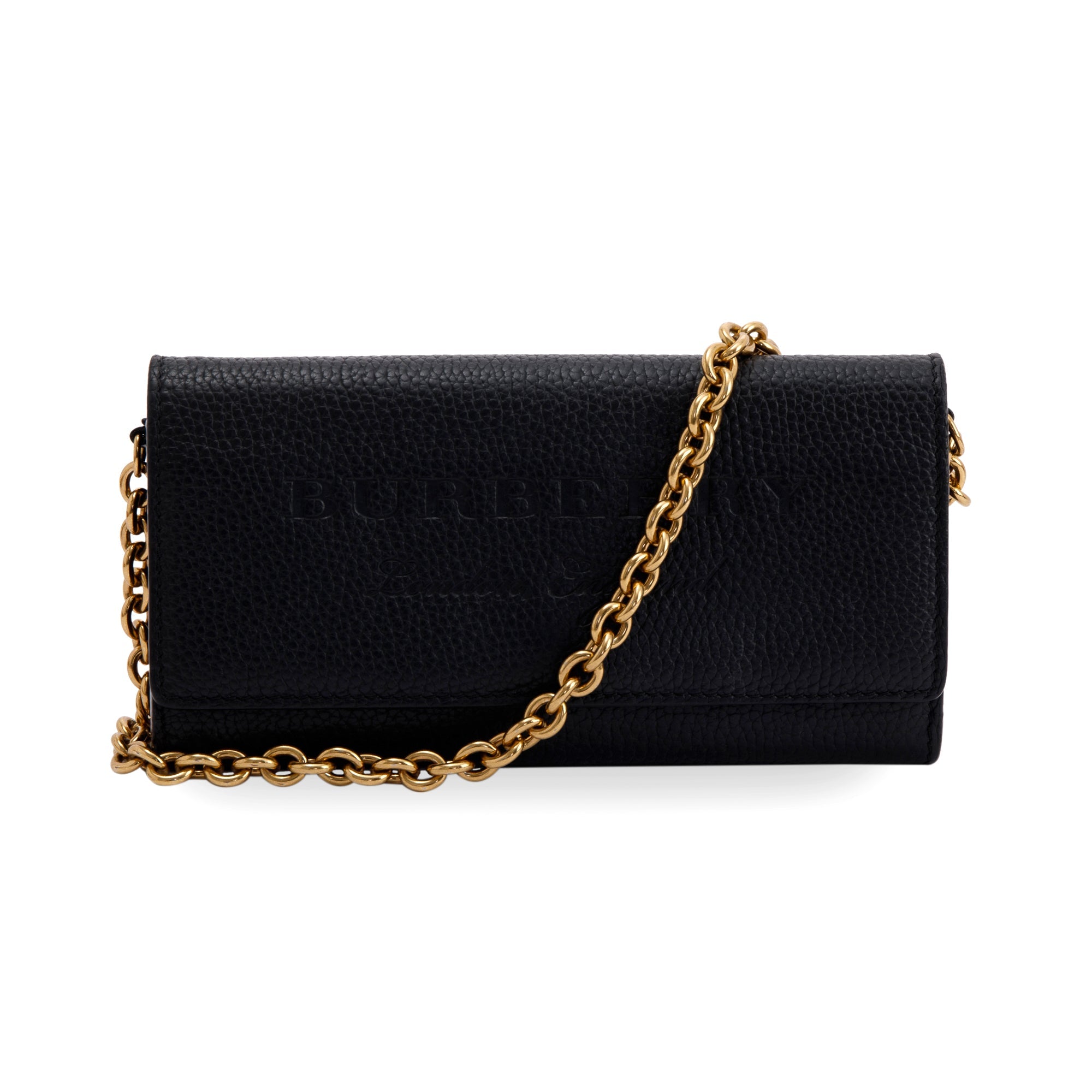 Burberry Black Leather Wallet on Chain