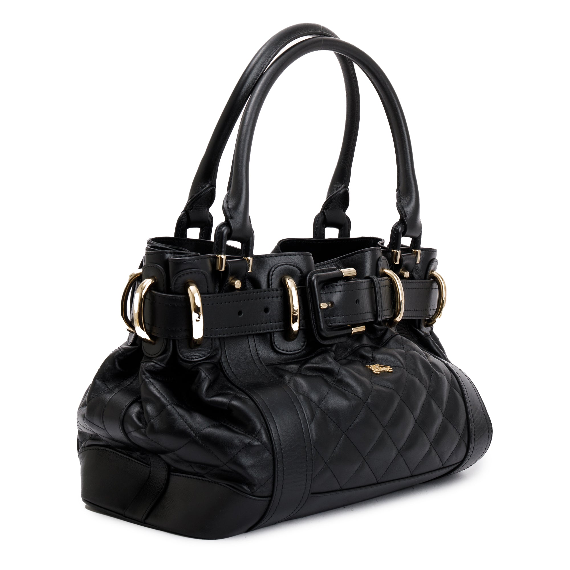 Burberry Black Quilted Calfskin Leather Beaton Bag