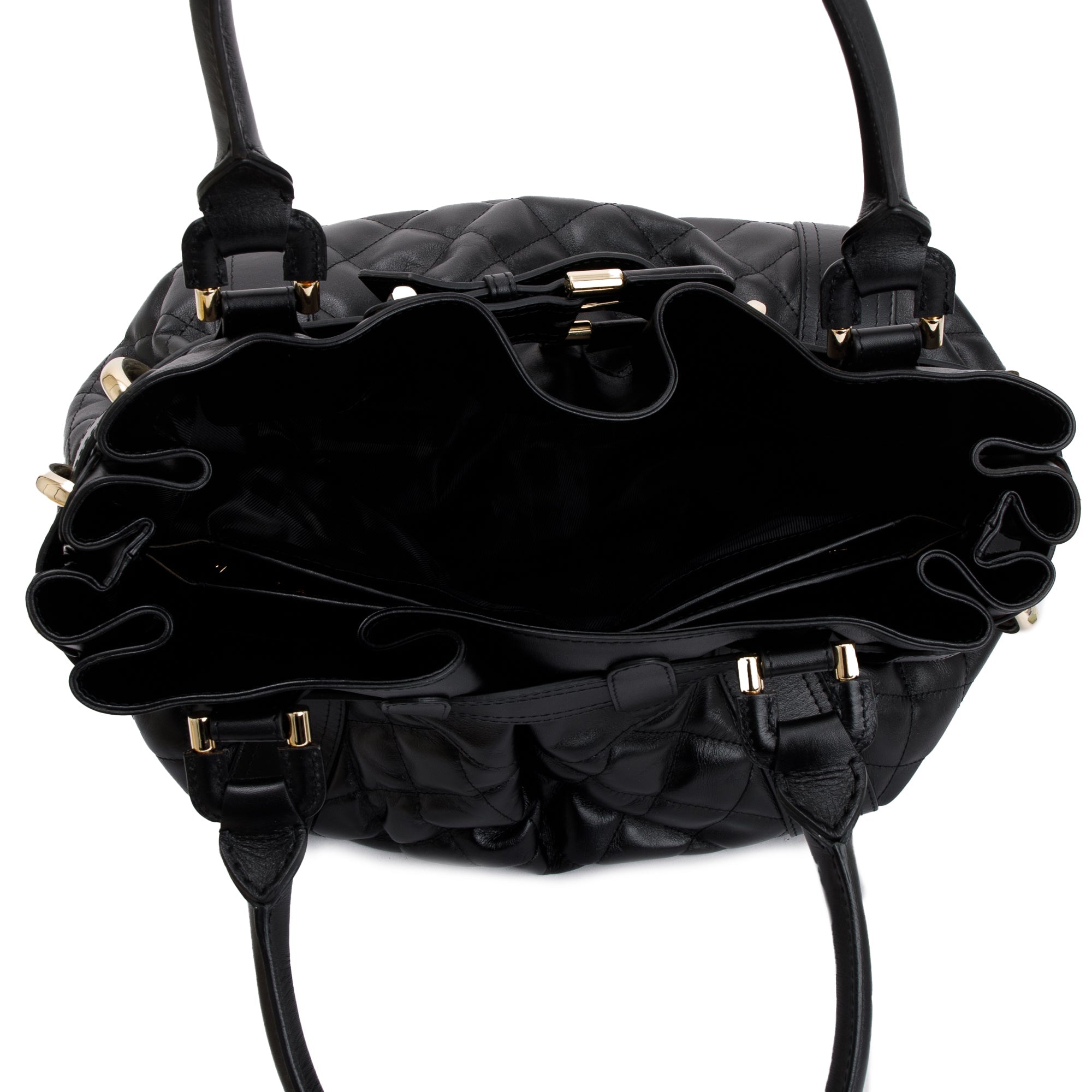 Burberry Black Quilted Calfskin Leather Beaton Bag