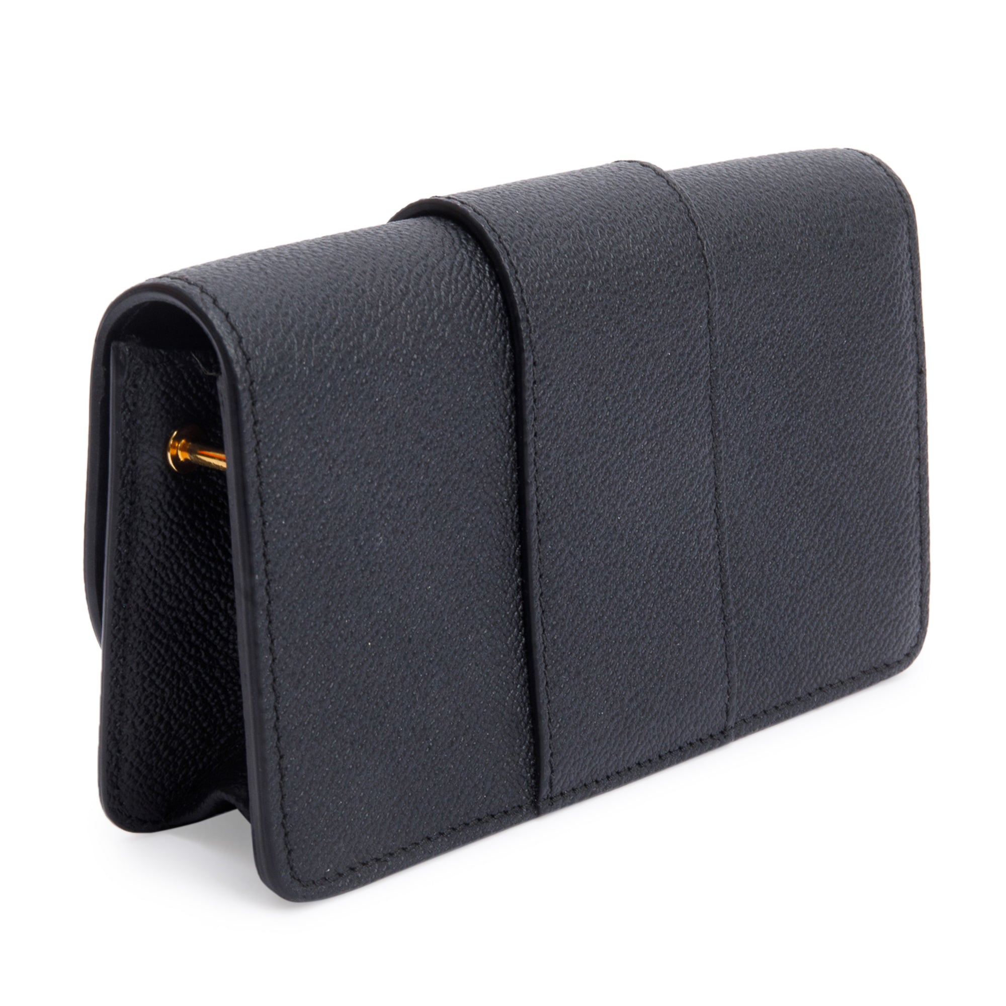 Burberry Black Soft Grain Calfskin Leather Mini Buckle Phone Bag