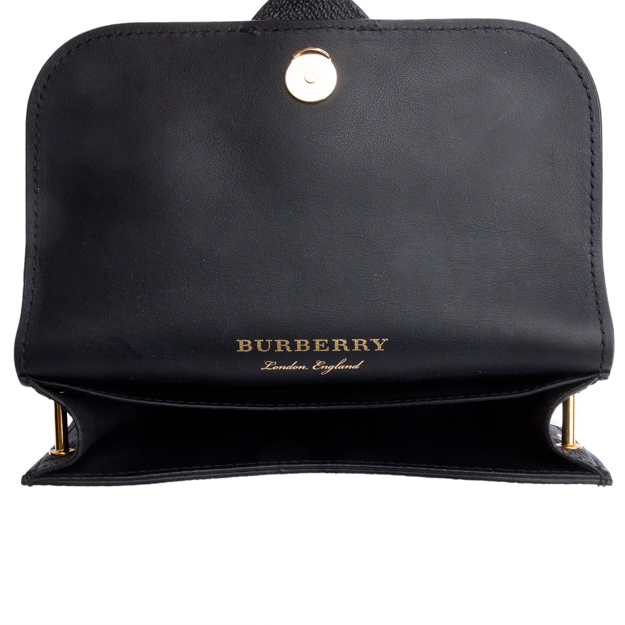 Burberry Black Soft Grain Calfskin Leather Mini Buckle Phone Bag