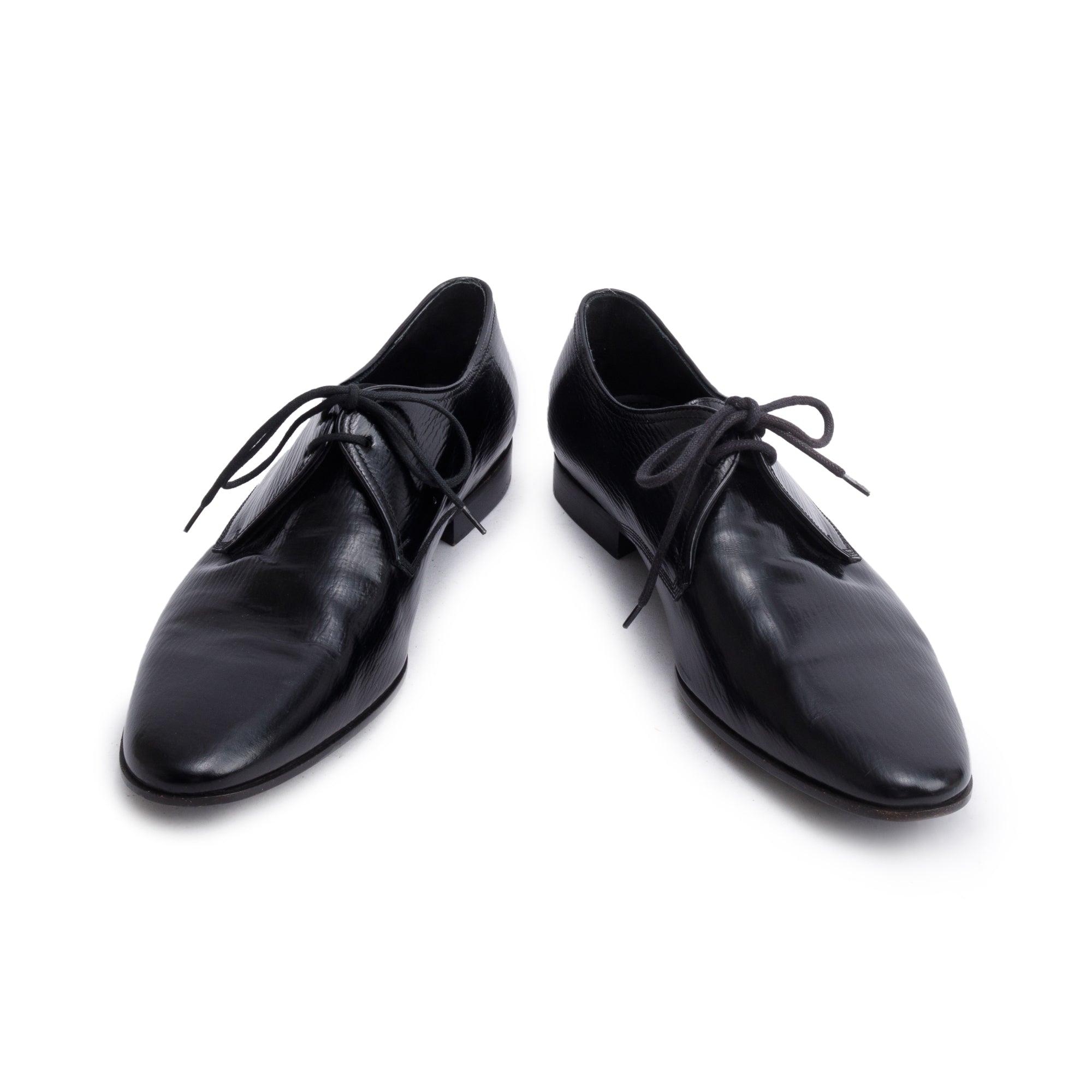 Burberry Black Textured Leather Carlyle Derby Shoes, Size 44