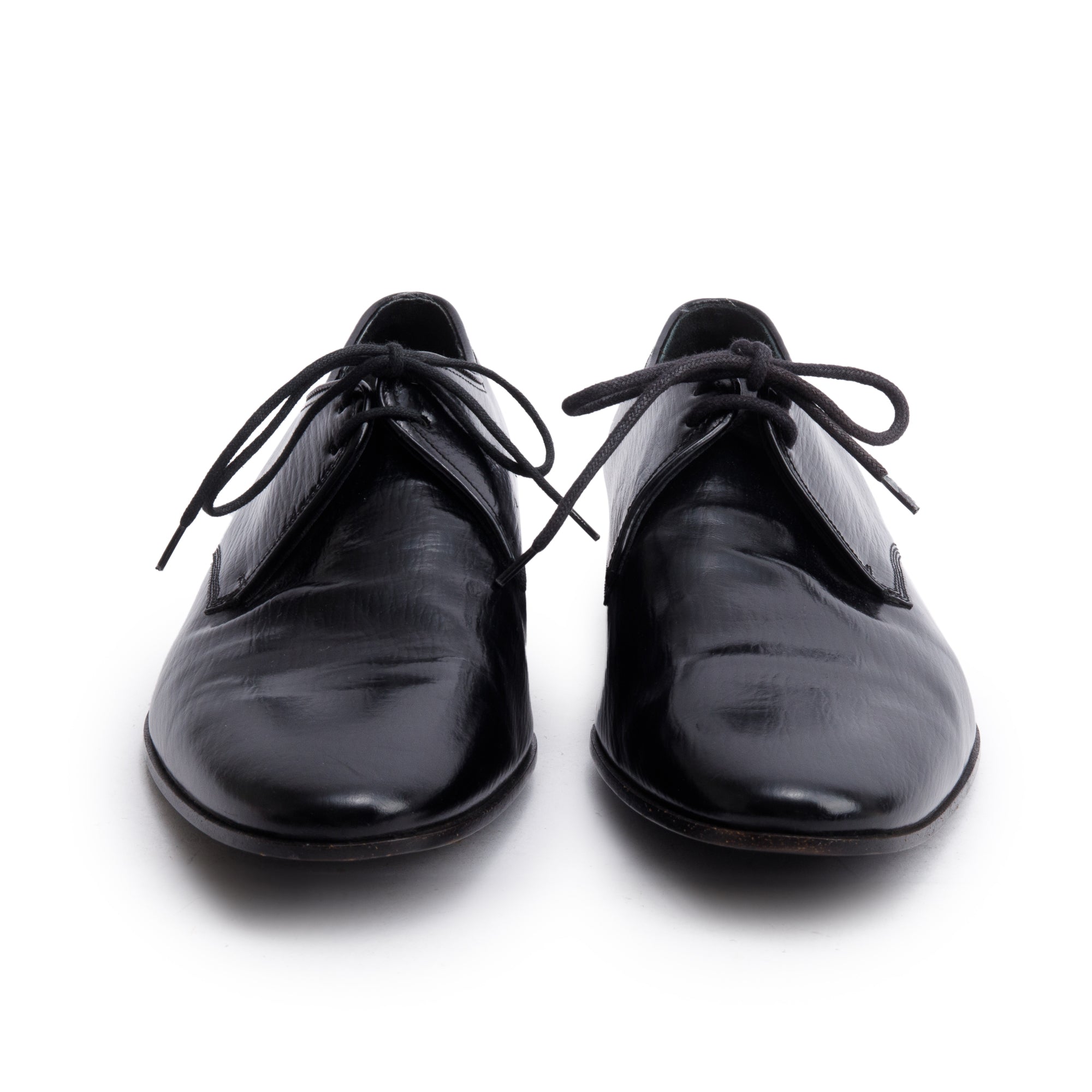 Burberry Black Textured Leather Carlyle Derby Shoes, Size 44