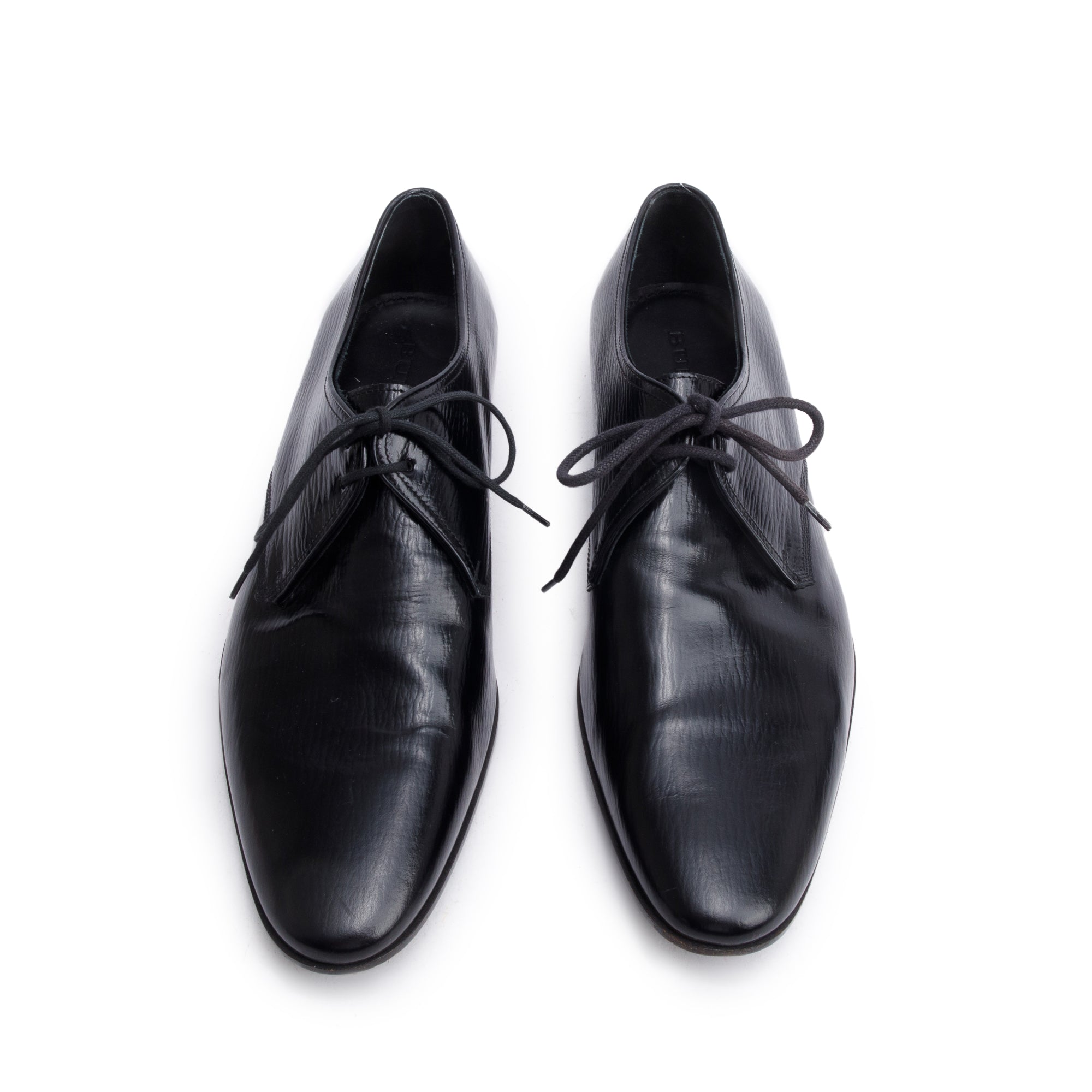Burberry Black Textured Leather Carlyle Derby Shoes, Size 44