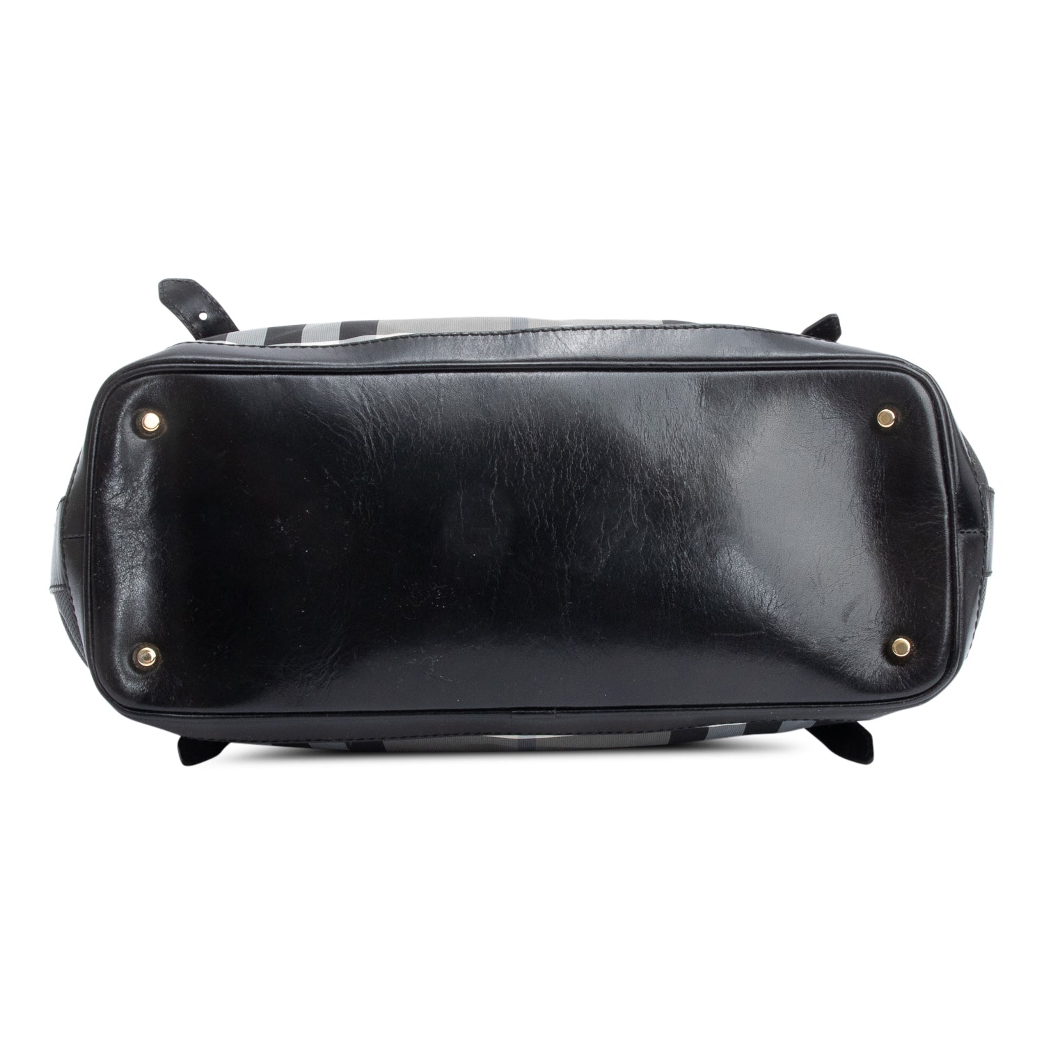 Burberry Black & White Beat Check Nylon Leather Trimmed Ellers Tote Bag