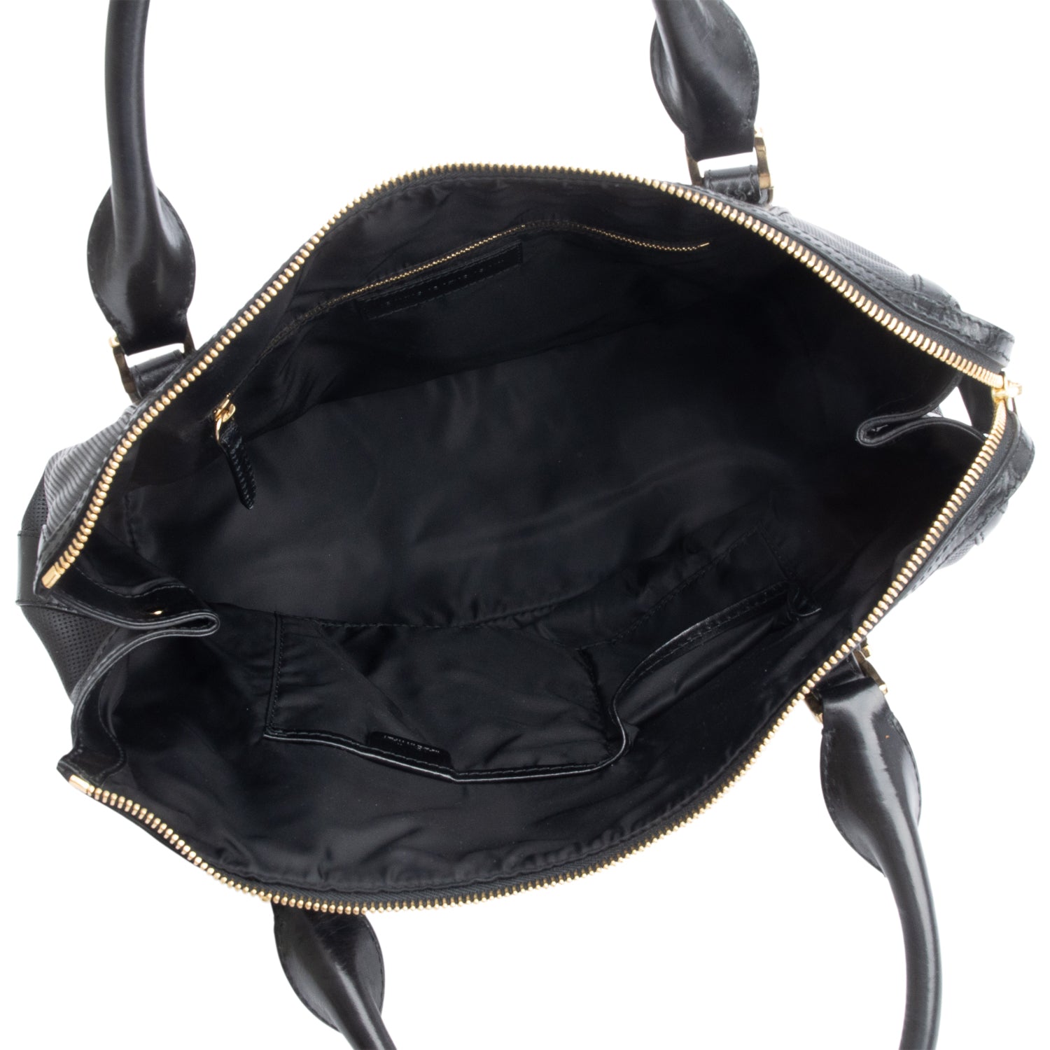 Burberry Black & White Beat Check Nylon Leather Trimmed Ellers Tote Bag