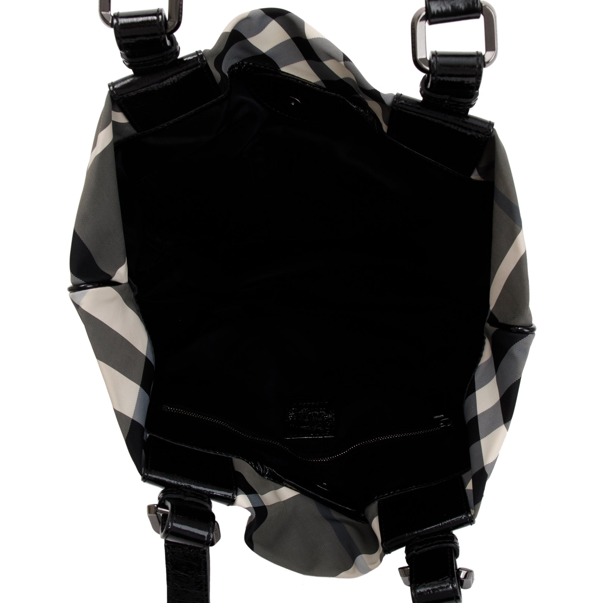 Burberry Black & White Beat Check Nylon Tote Bag
